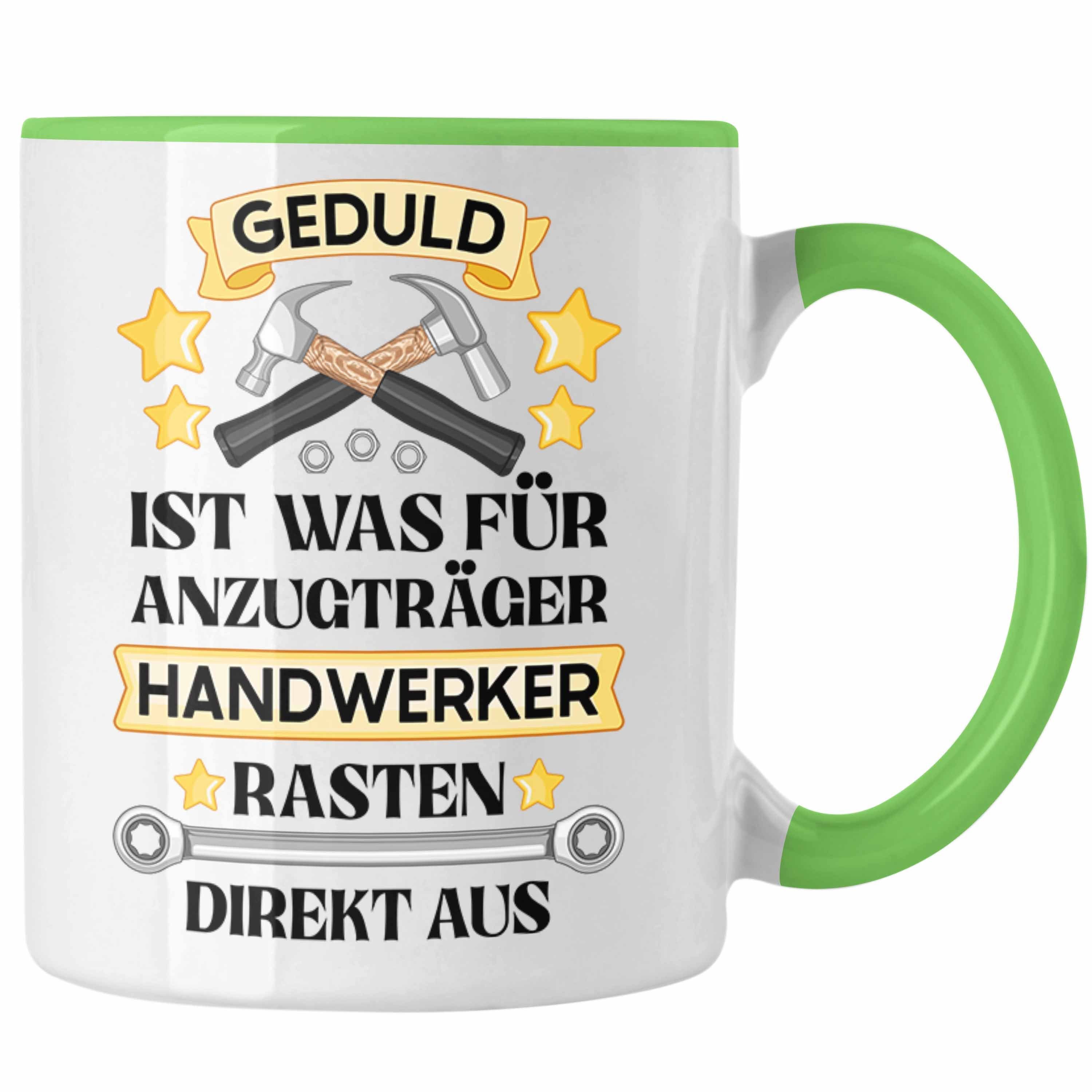 für Trendation Mechaniker Handwerk Kaffeebecher KFZ Mechatroniker Handwerker Tasse mit Geschenke - Grün Trendation Spruch Tasse