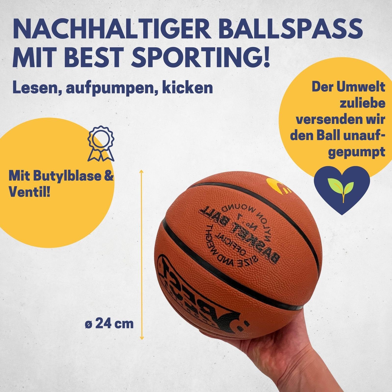 Best Sporting Spielball Hochwertiger Basketball Outdoor Größe 7, Basketball mit offiziellem Gewicht & Größe