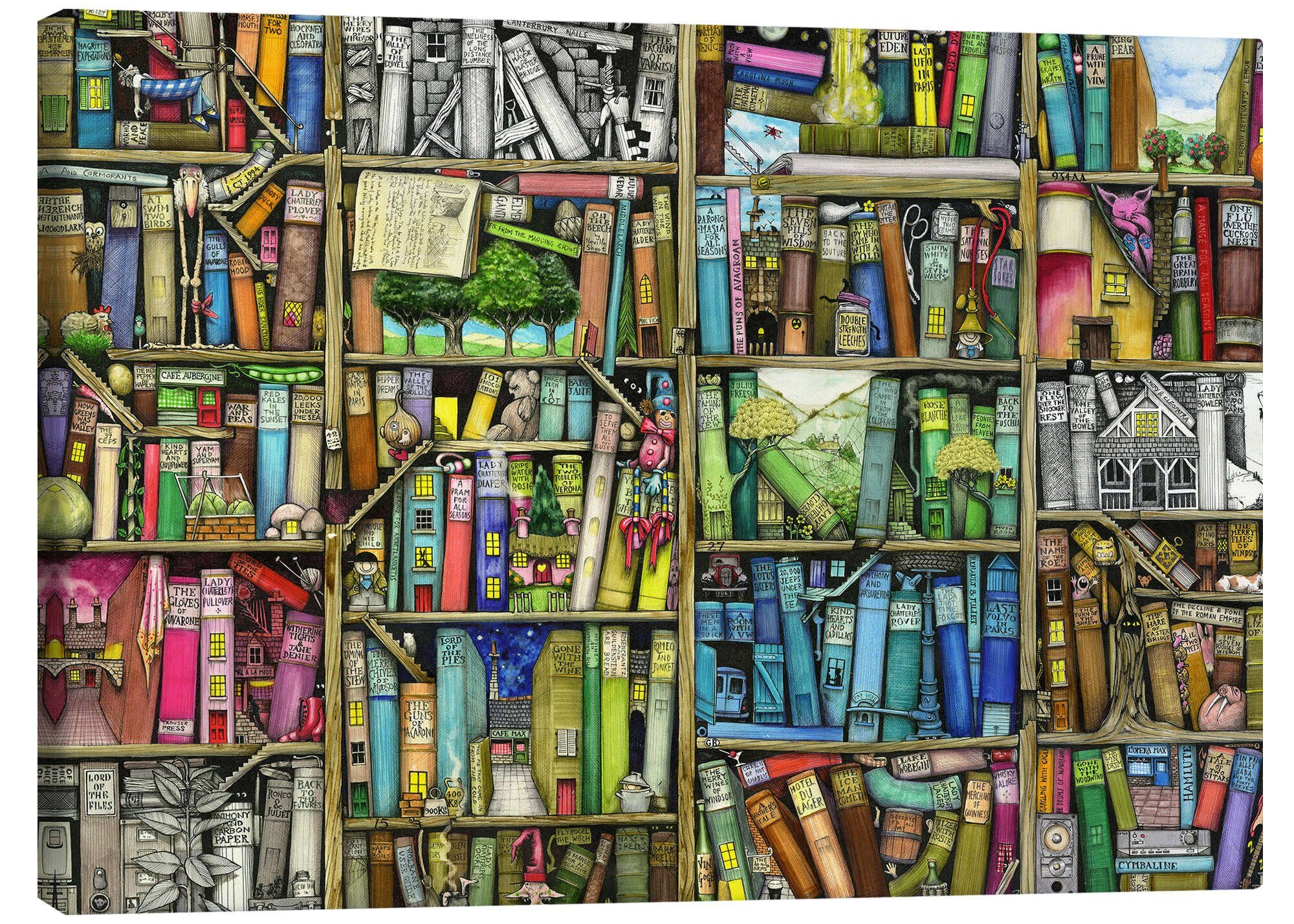 Posterlounge Wandbild Bücherregal, Colin Thompson, erhältlich als Poster, Leinwandbild, Wandsticker oder Acrylglasbild