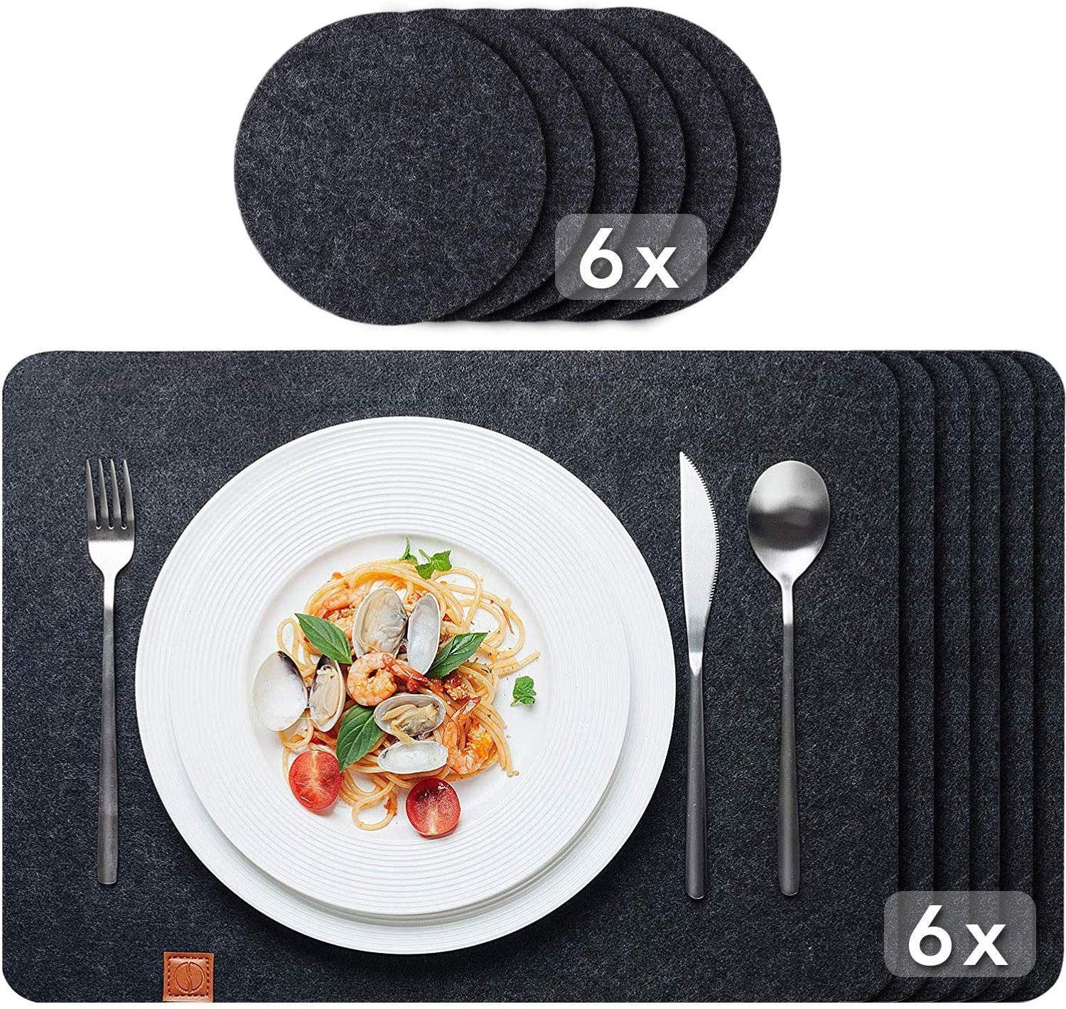 Loco Bird Platzset aus Filz, Tischset 12er Set Rechteckig, 44x32 cm Telleruntersetzer, (Tischset), abwischbare Tischuntersetzer Platzdeckchen