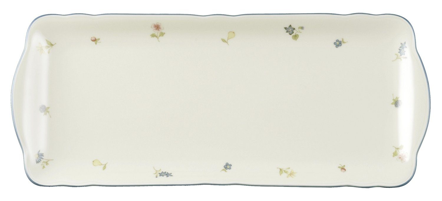 Seltmann Weiden Kuchenplatte MARIE LUISE, Mehrfarbig, B 35 cm, Porzellan, mit Streublumenmotiv und blauem Rand