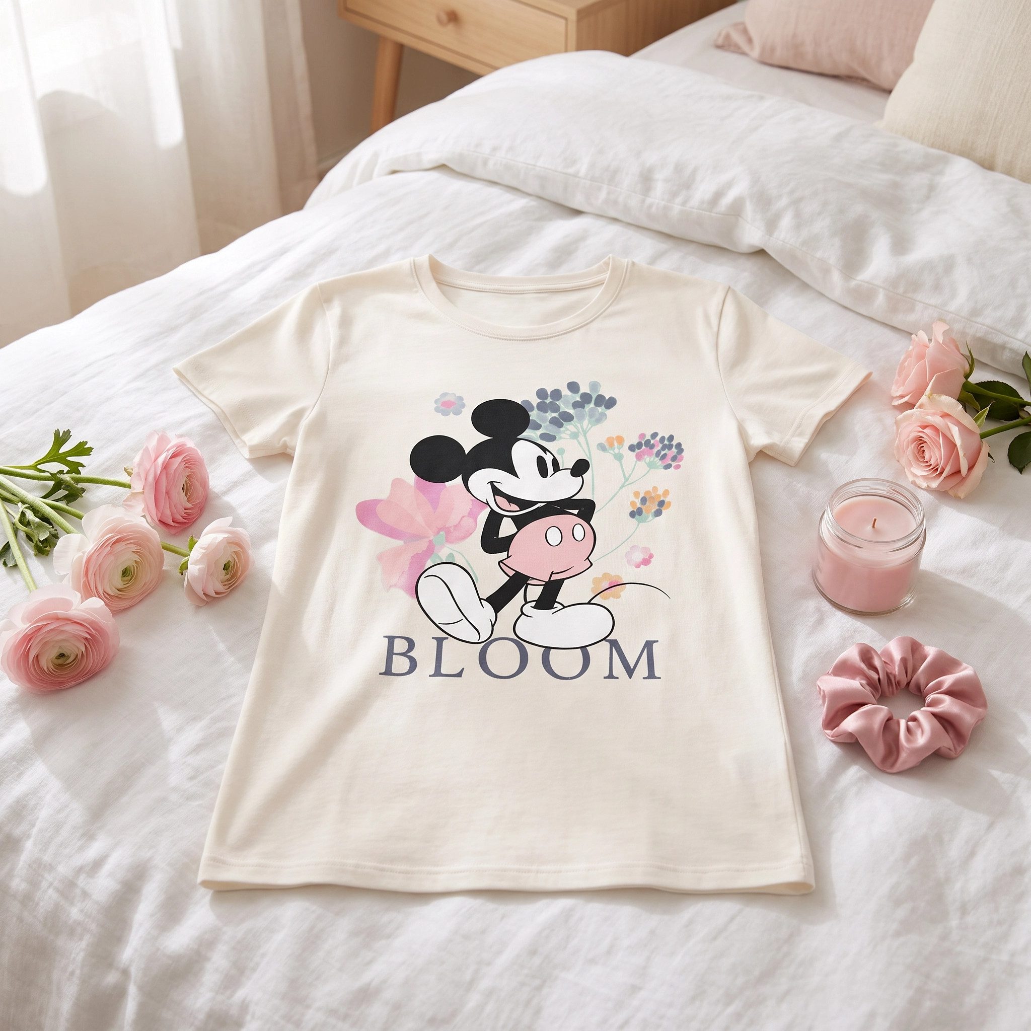 Disney Pyjamaoberteil Disney Mickey Maus Damen kurzarm Schlafshirt Baumwolle