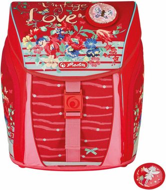 Herlitz Schulranzen FiloLight Plus, Vintage Love (Set, 6-tlg), mit Sportbeutel, Etui, Faulenzer und Sportbeutel