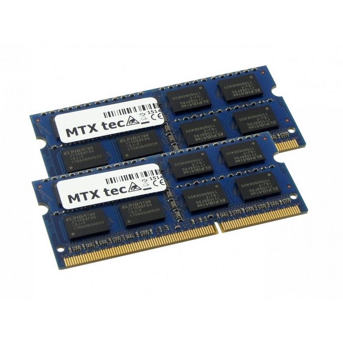 MTXtec 8GB Kit 2x 4GB DDR3L 1600MHz SODIMM DDR3 PC3-12800 204 Pin 1.35V RAM Laptop-Arbeitsspeicher