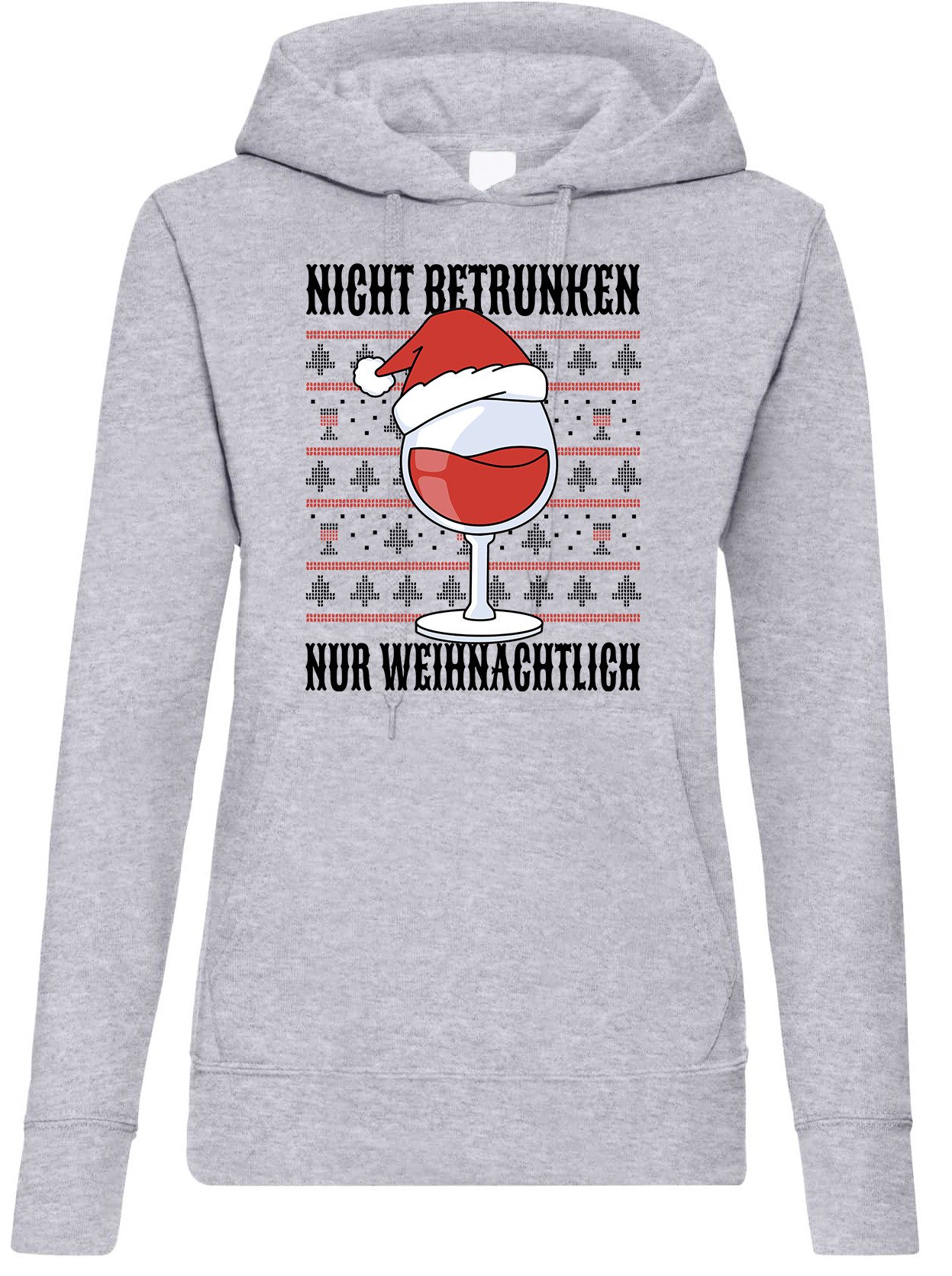 Youth Designz Kapuzenpullover Nicht Betrunken nur Weihnachtlich Damen Hoodie Pullover mit modischem Frontprint