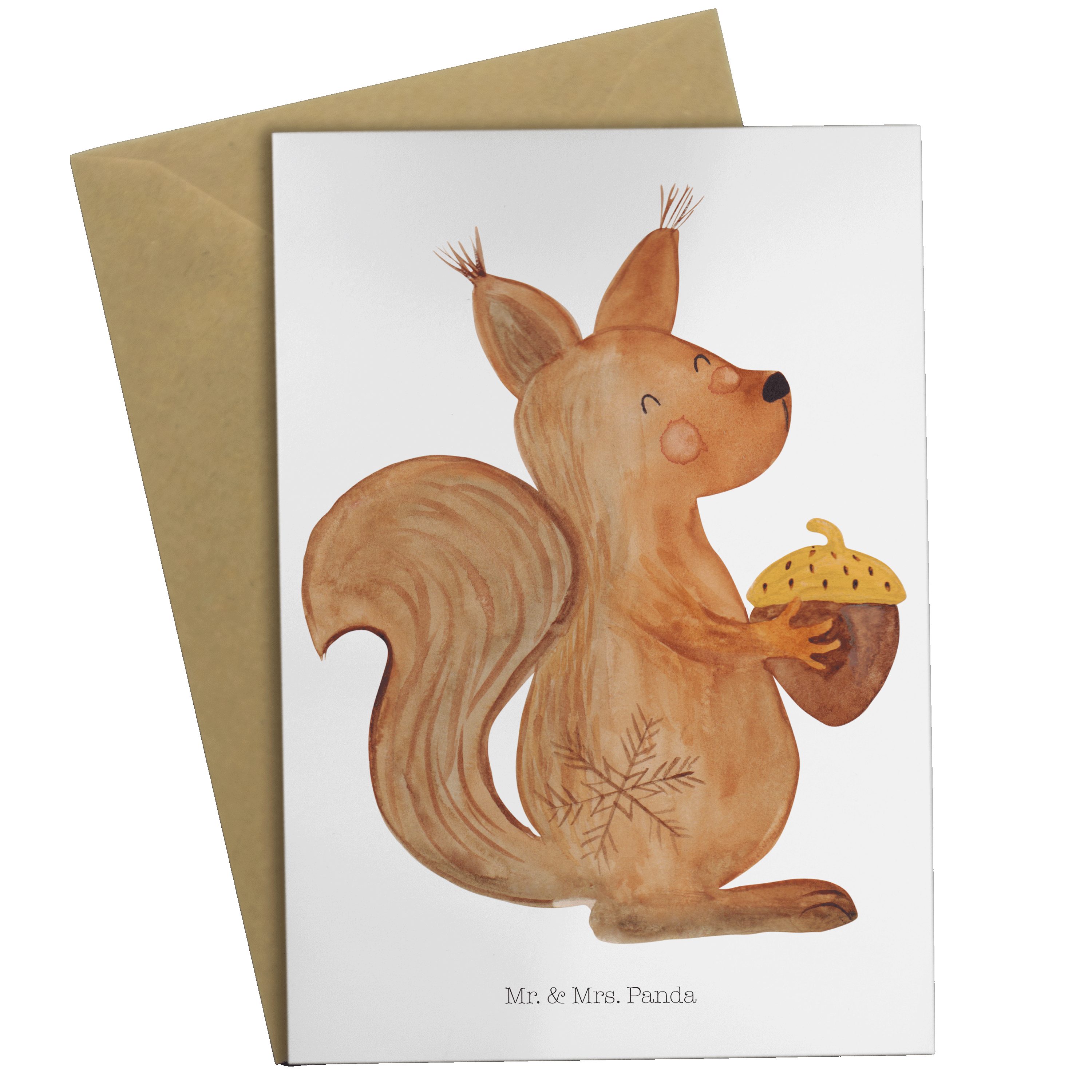 Mr. & Mrs. Panda Weihnachtszeit Geburtstagskarte, - Einl Geschenk, Weiß Grußkarte Eichhörnchen 