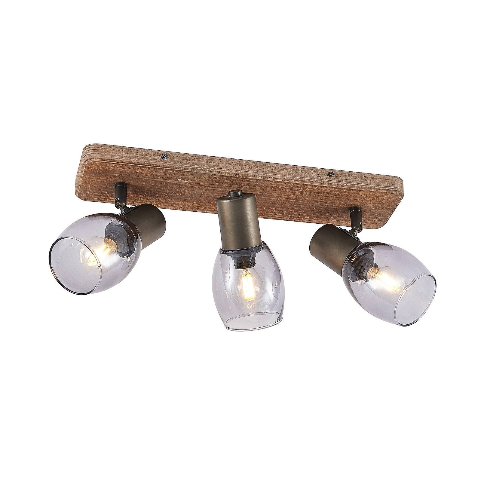 Lindby Deckenstrahler Ineska, Holz IP20, 3 x 25 W