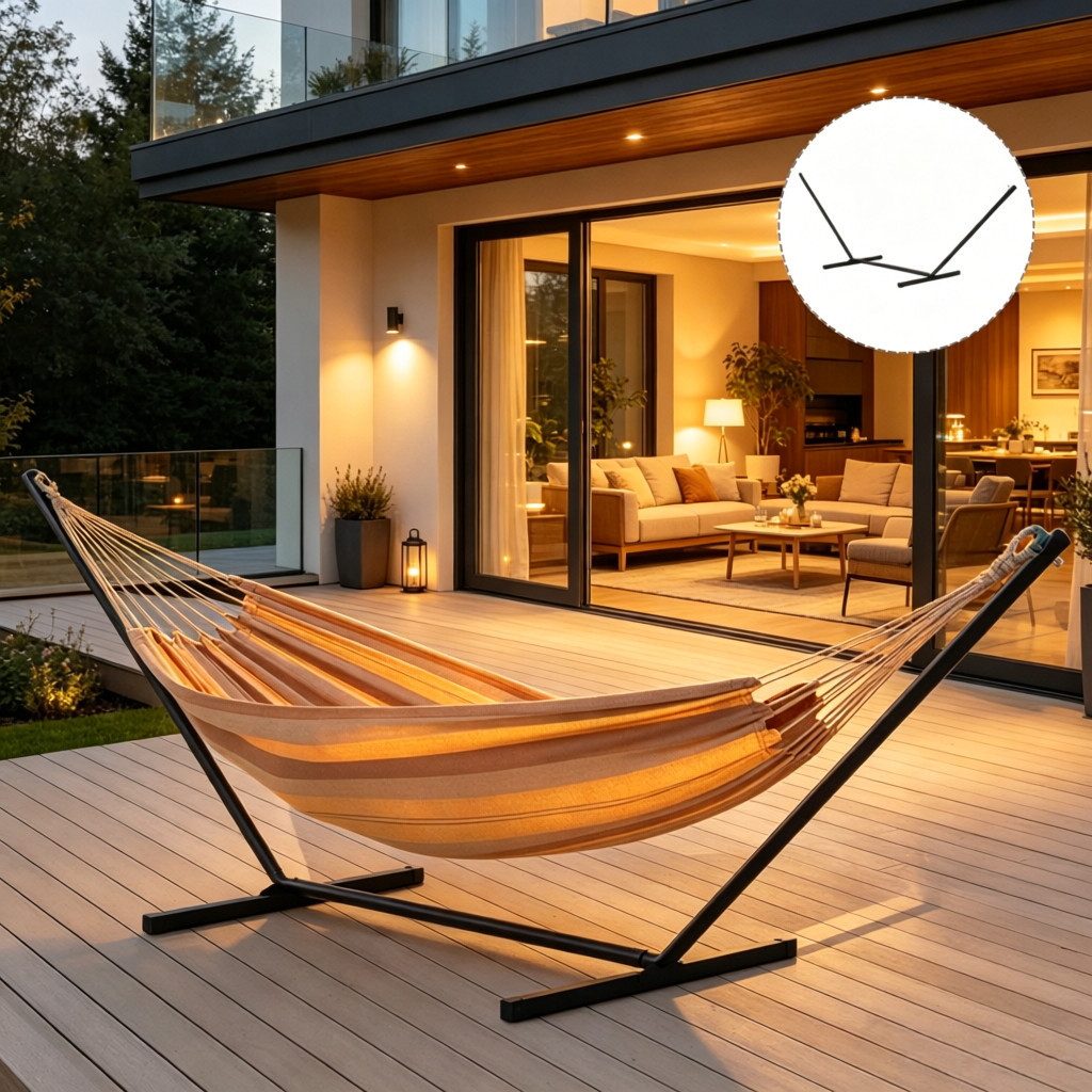 ibettertec Hängemattengestell Kompatibler Hängemattenständer Hängemattengestell Garten Strand Metall, Patio Hängemattenständer (nur mit Hängemattenständer) bis 120KG