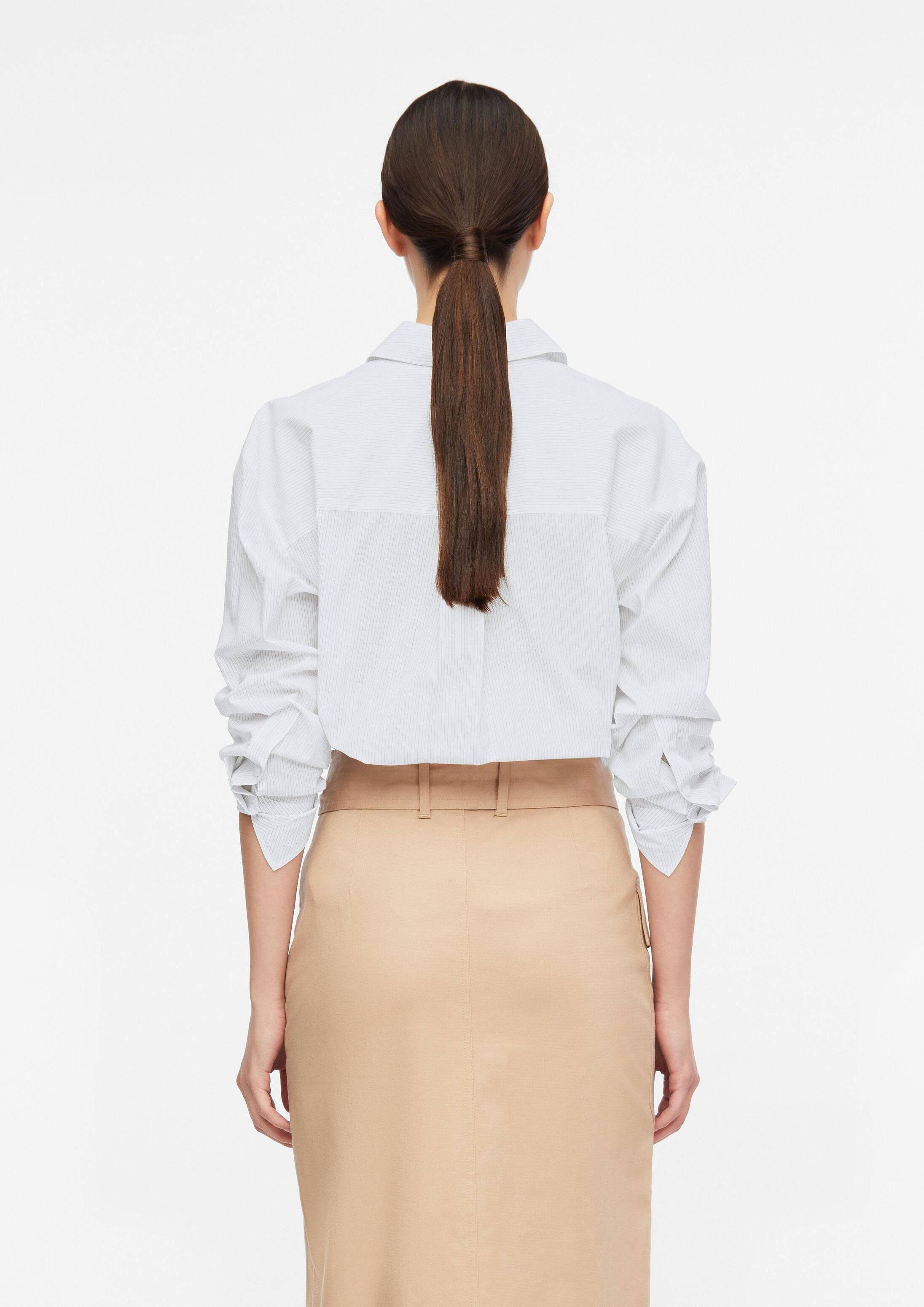 comma Langarmbluse Bluse Popeline-Hemdbluse im Relaxed Fit