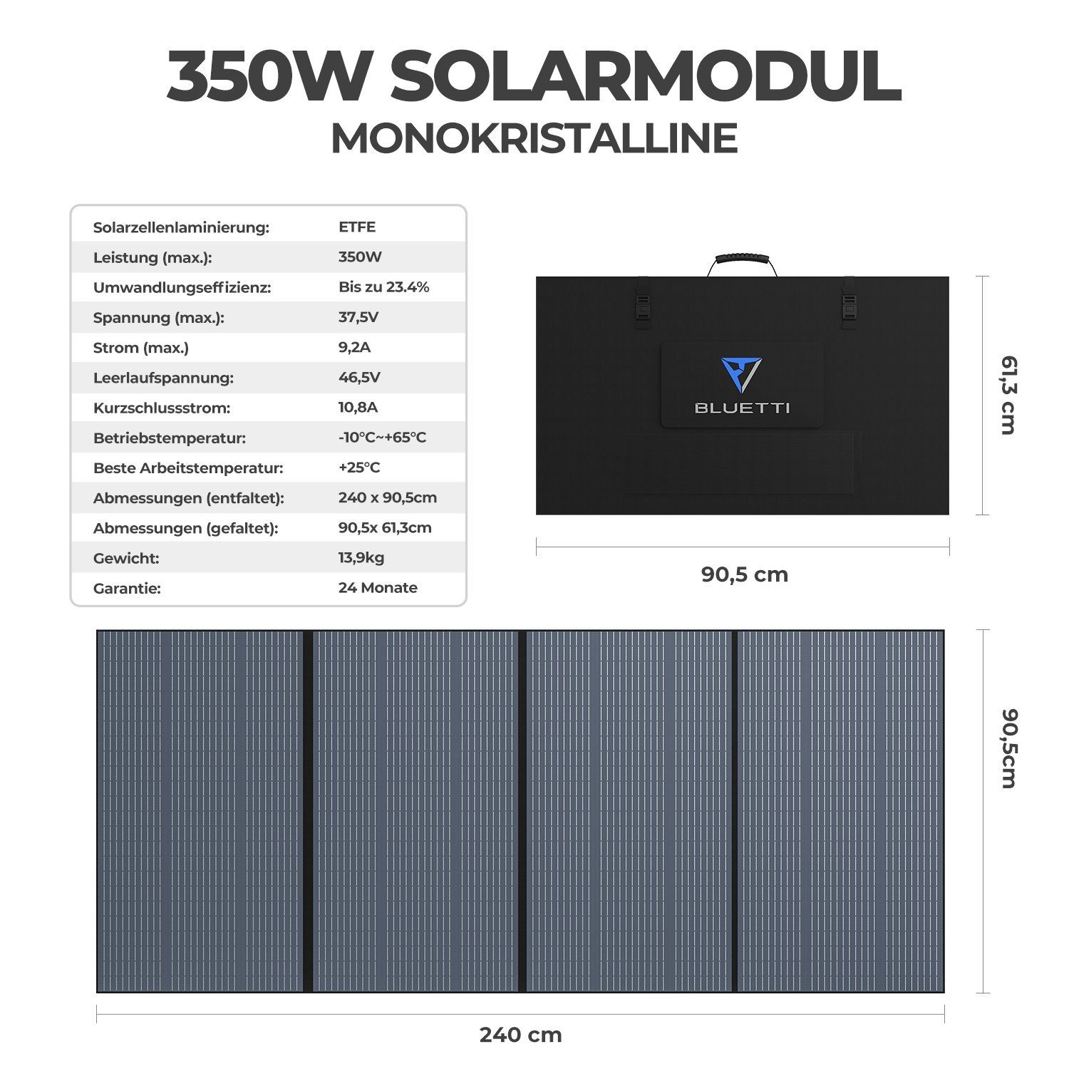 BLUETTI Solaranlage PV350 350W Solarpanel, (1 350W Solarmodell für BLUETTI Stromerzeuger), IP65 Schutz