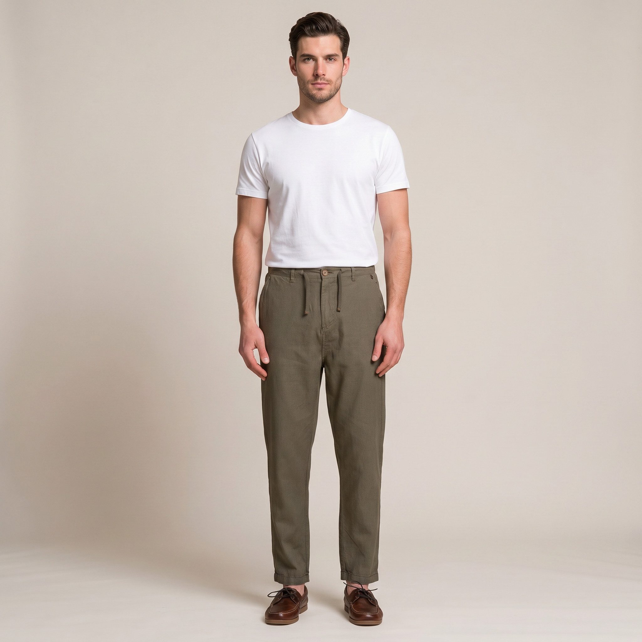 IMPURE Leinenhose Chino Long Comf. Mixd Linen G/D - Vintage Chinohose aus Leinenmix - St