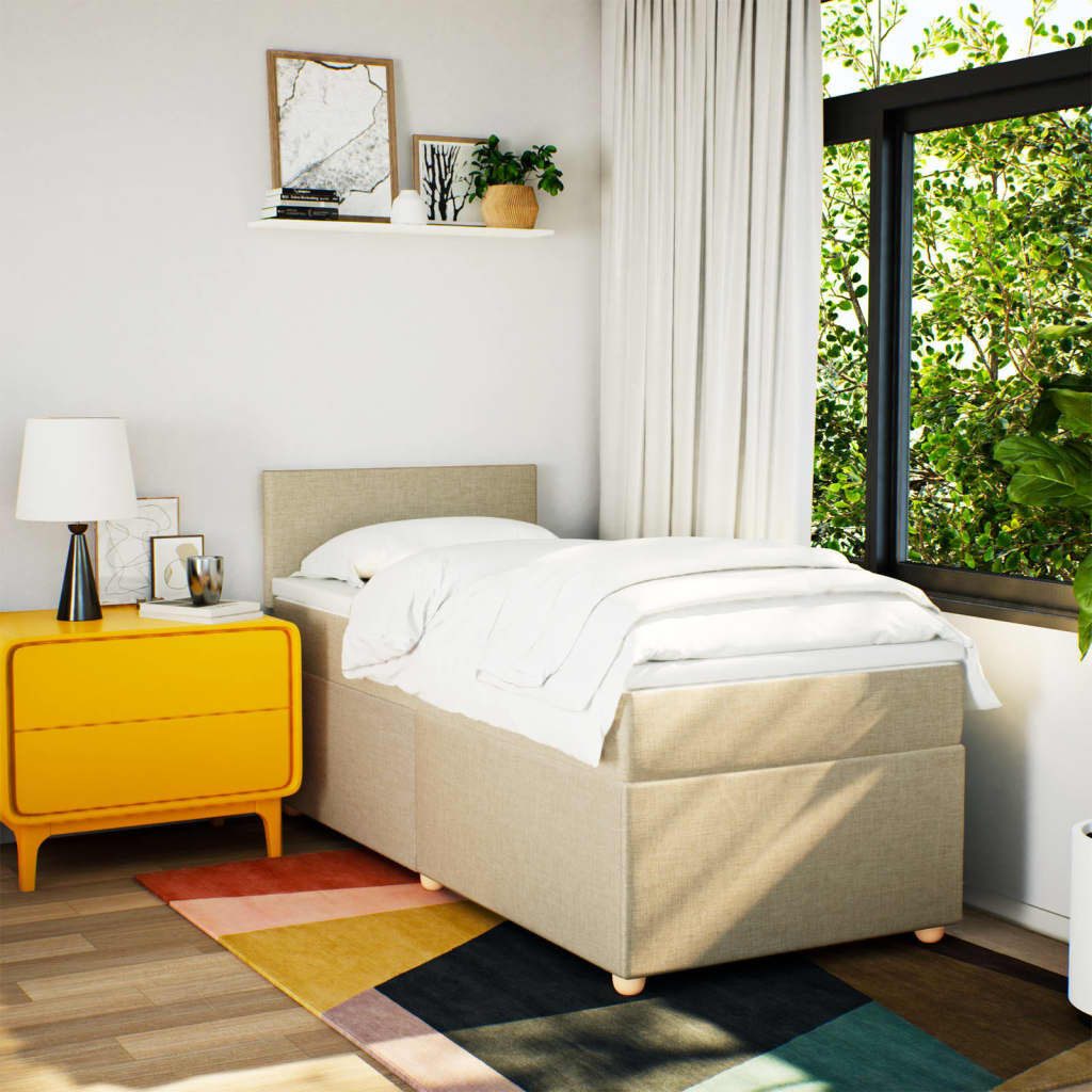vidaXL Bett Boxspringbett mit Matratze Creme günstig online kaufen