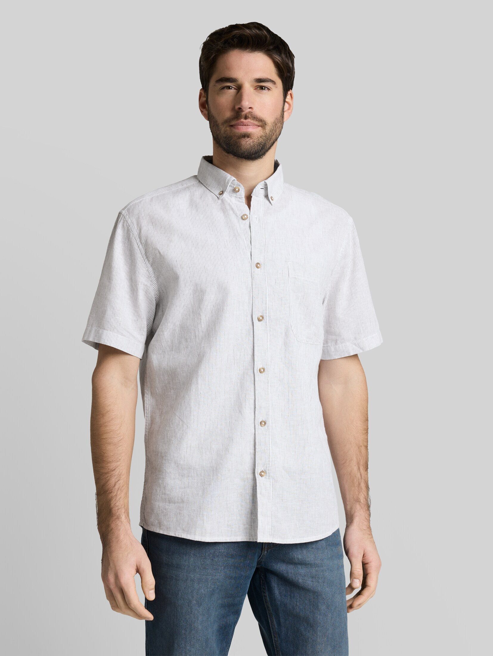 TOM TAILOR Kurzarmhemd Blusen & Shirts Regular Fit Kurzarmhemd mit Leinenanteil
