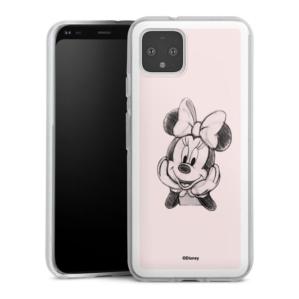 DeinDesign Handyhülle Minnie Mouse Offizielles Lizenzprodukt Disney Minnie Posing Sitting, Google Pixel 4 Silikon Hülle Bumper Case Handy Schutzhülle