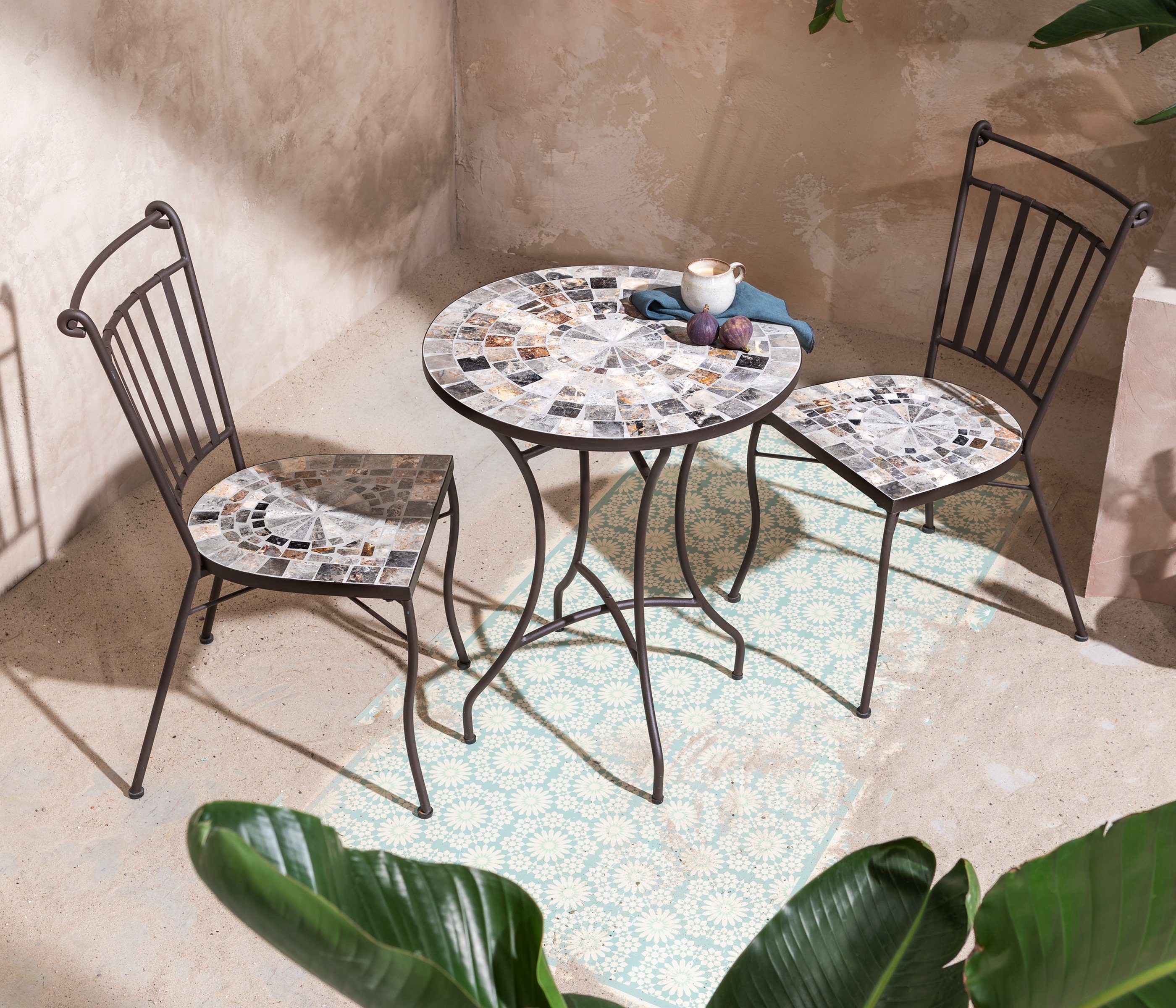 Eisen/Stein, Mosaikfließen Möblierungen eine 90 Dank Grazia, 40 geeignet der Dehner Gartenstuhl 47 x cm, x ideal für mediterrane