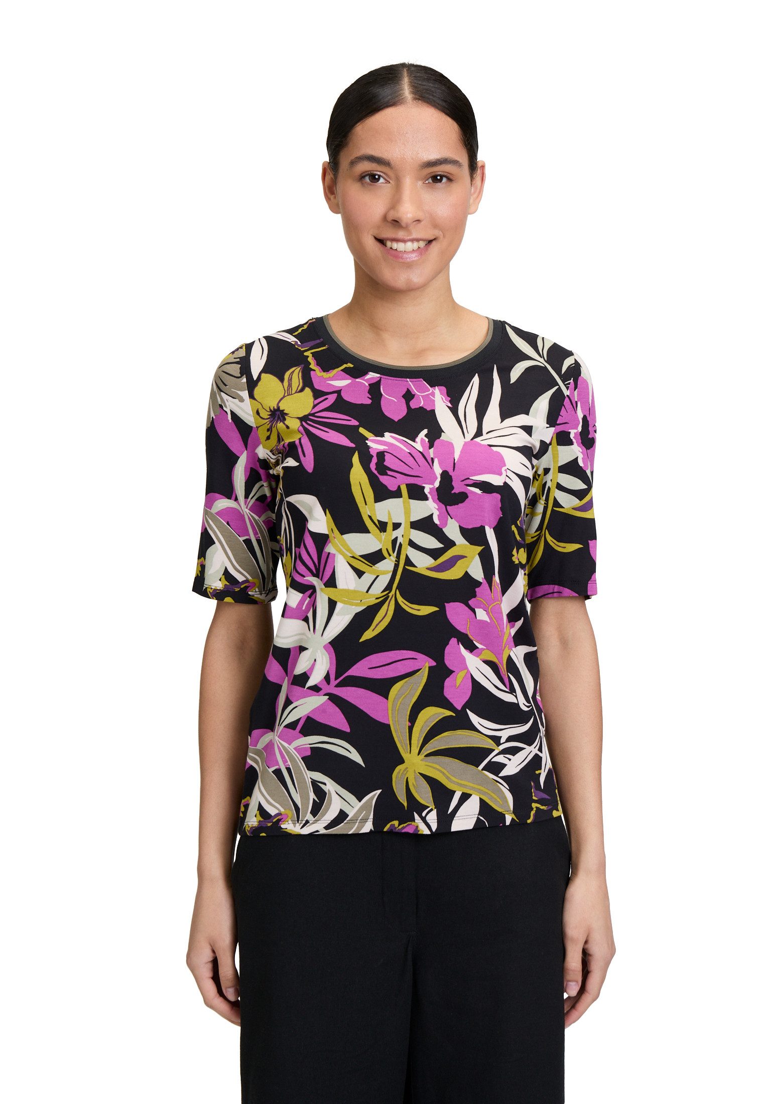 Betty Barclay Kurzarmshirt Damen Basic Shirt mit Print (1-tlg) Rippbündchen günstig online kaufen