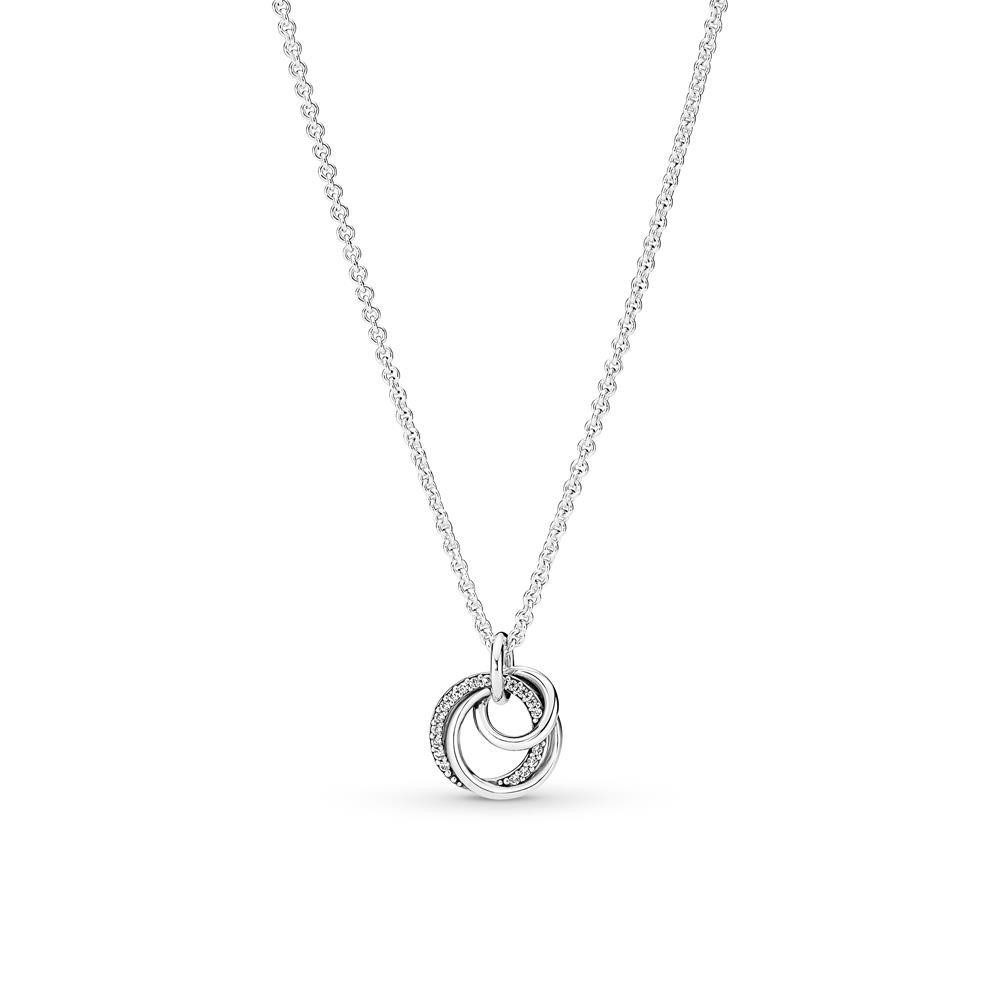 Pandora Kette mit Anhänger PANDORA Kette mit Kreisanhänger aus 925er Silber und Zirkonia