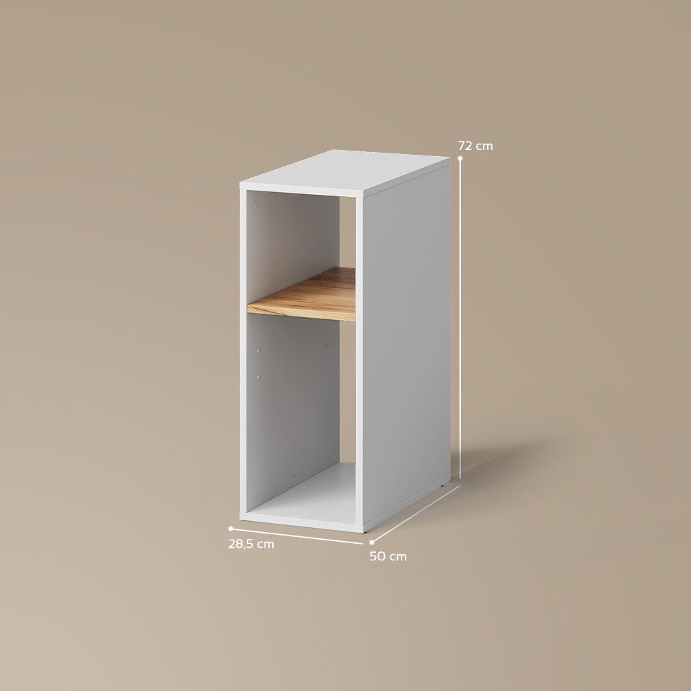 Livinity® PC-Schrank Lorena, Weiß/Goldkraft Eiche, 28.5 x 72 cm mit 2 Fächern (1 St)