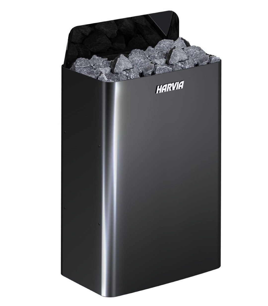 HARVIA Saunaofen The Wall Black Steel Elektro-Saunaofen 6,0 kW, 6 kW, Externe Steuerung erforderlich, Elektrisches Heizen; Gleichmäßige Wärmeverteilung; Wandmontage