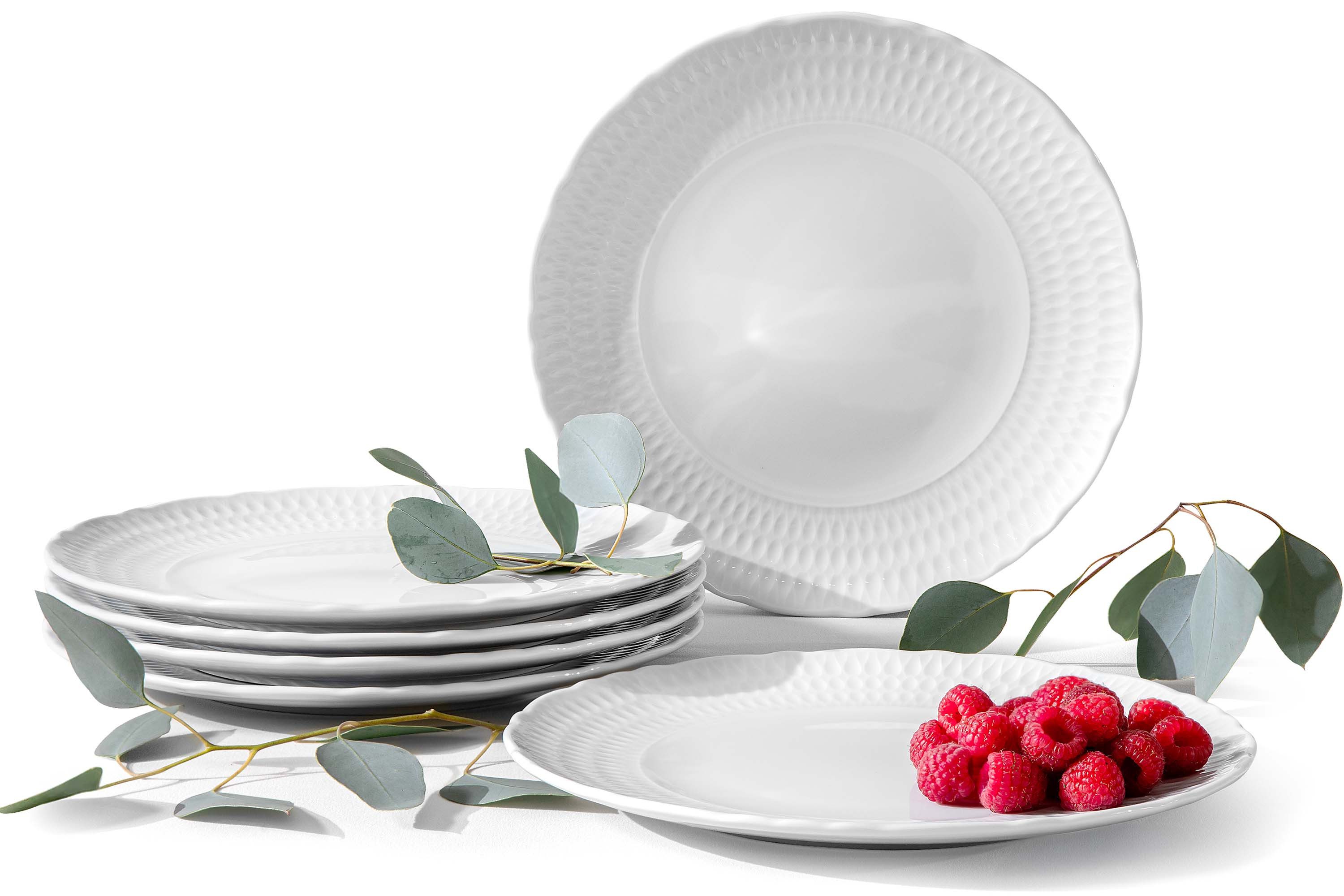 KONSIMO® Teller-Set CMIELOW SOFIA Geschirrset, Hochwertiges Premium-Porzellan (6-tlg), 6 Personen, Porzellan, elegante Verzierung, 6x Speiseteller, handgefertigt