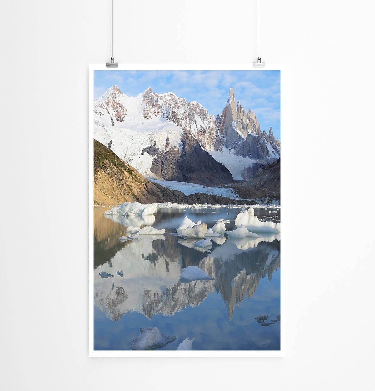 Sinus Art Poster Landschaftsfotografie 60x90cm Poster Lagune am Torre See mit Bergen Argentinien