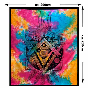 Wandteppich Freaurer Symbol Tagesdecke Wandbehang Deko Auge Gottes ca.200x230cm, KUNST UND MAGIE
