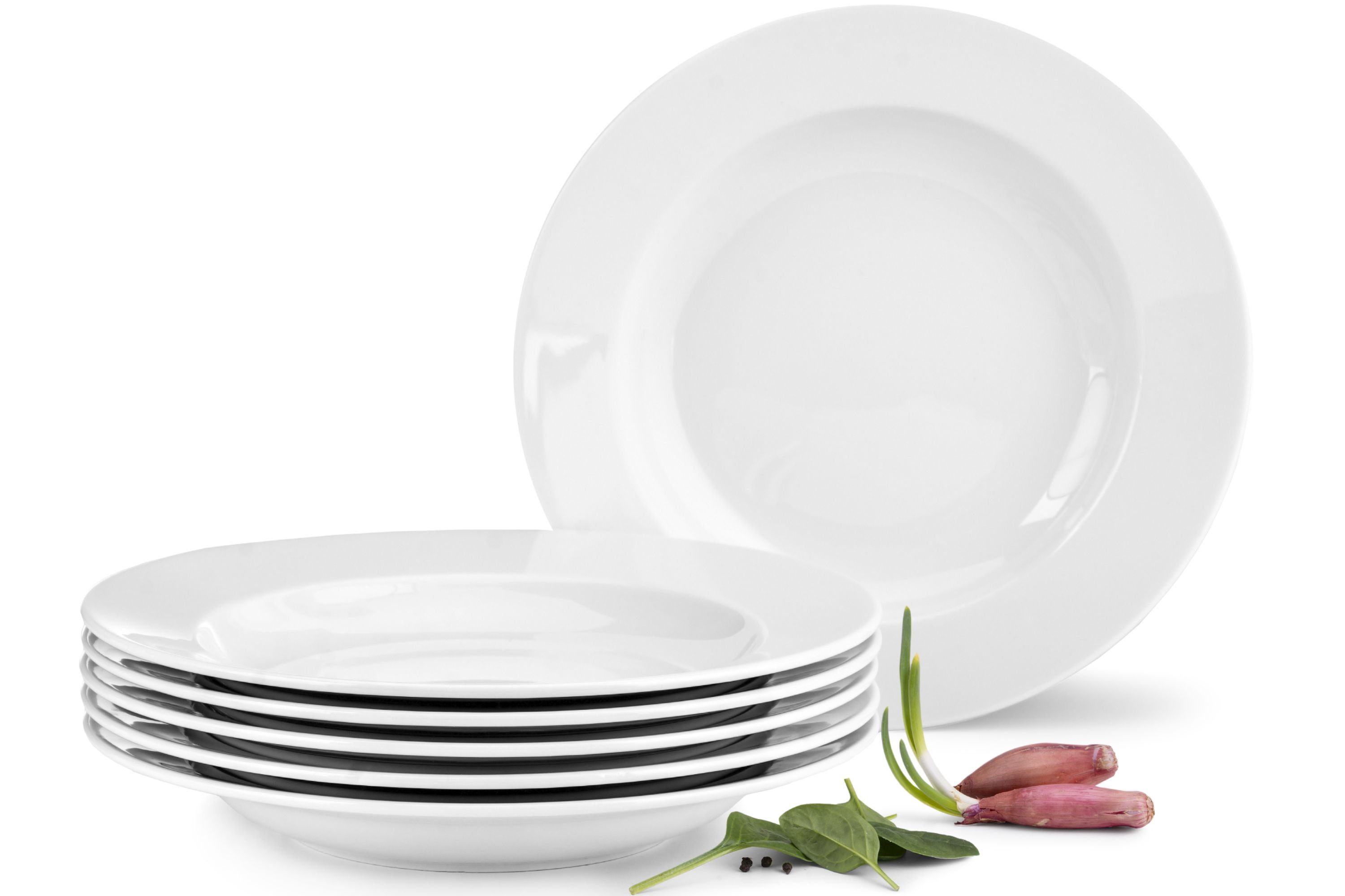 KONSIMO® Тарелки-Set MUSCARI Суповая тарелка (6-tlg), 6 Personen, Porzellan, Spulmachinen- und Mikrowellengeeignet, Rund
