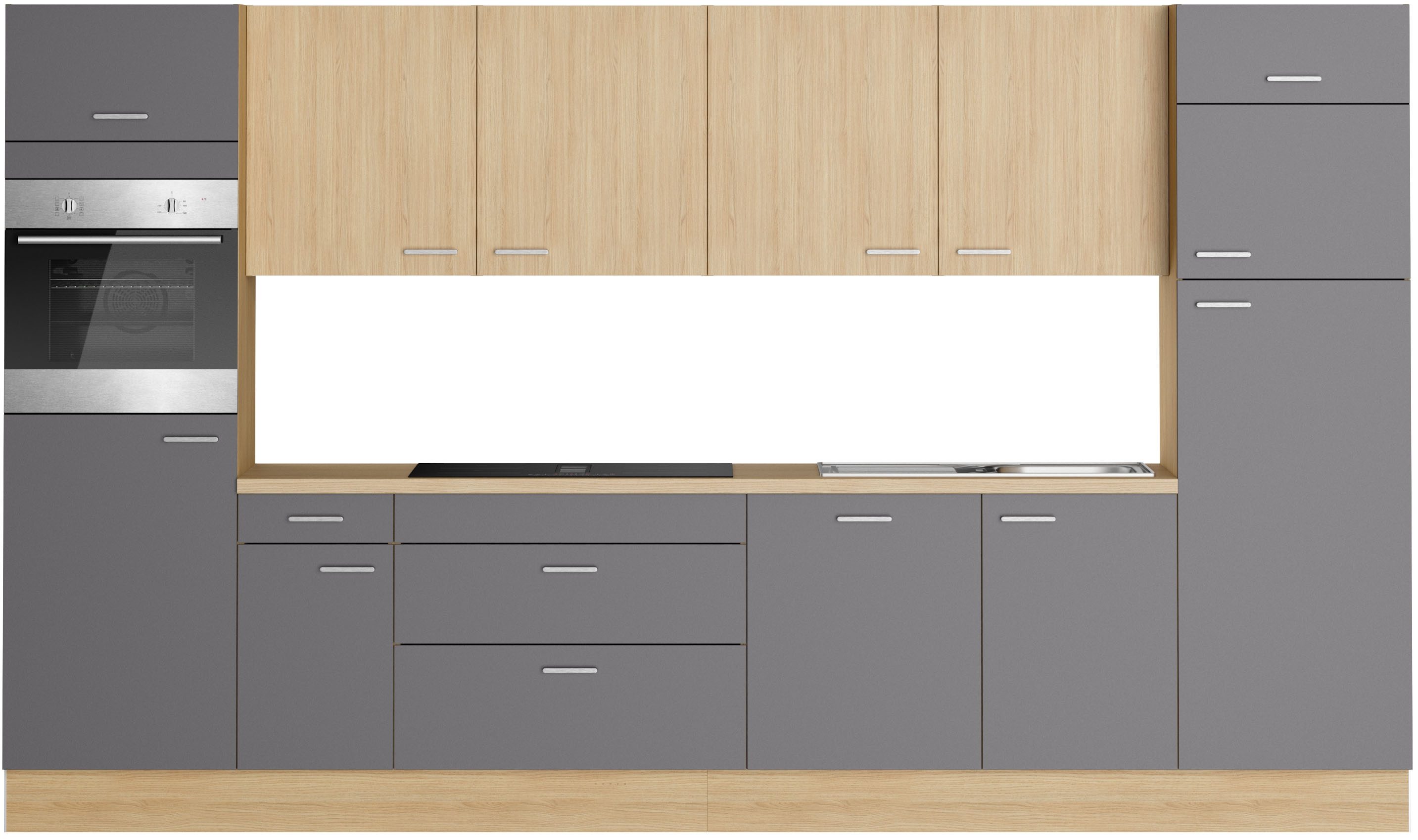 KOCHSTATION Küchenzeile KS-Lucy, Breite 360 cm, Soft-Close, inkl. Zubehör, wahlweise mit E-Geräten