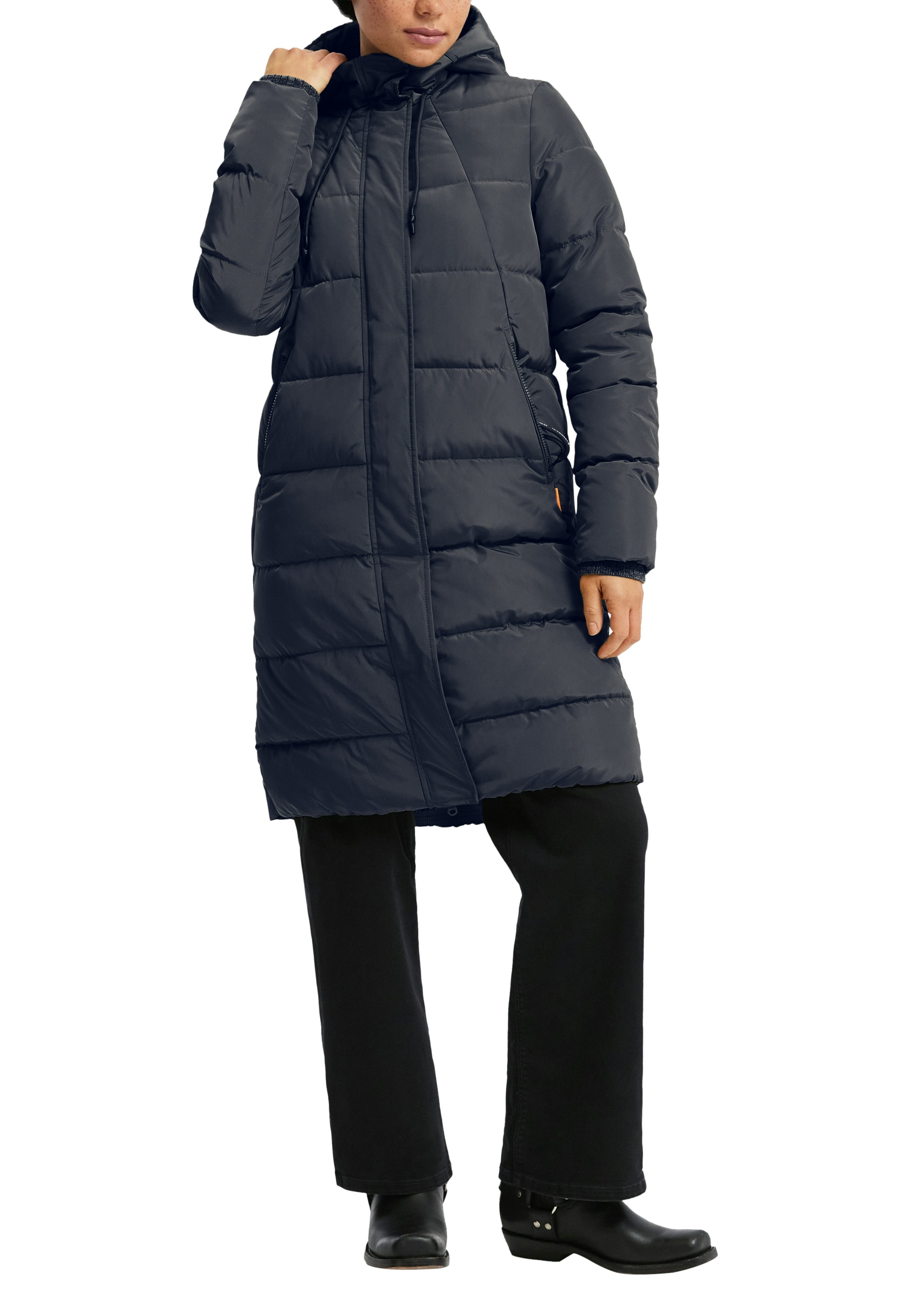 QS Steppjacke lang, mit Kapuze