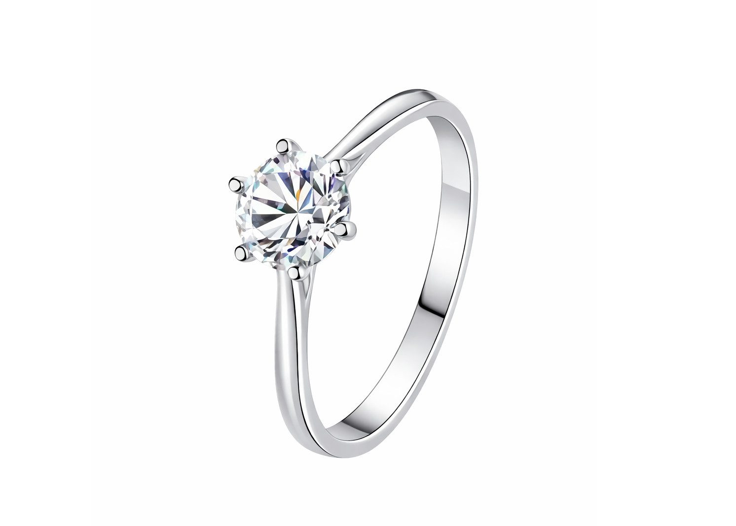 Living Oak Verlobungsring Moissanit Solitär Ring aus 925 Sterling Silber, Klassischer Verlobungsring, nickelfrei