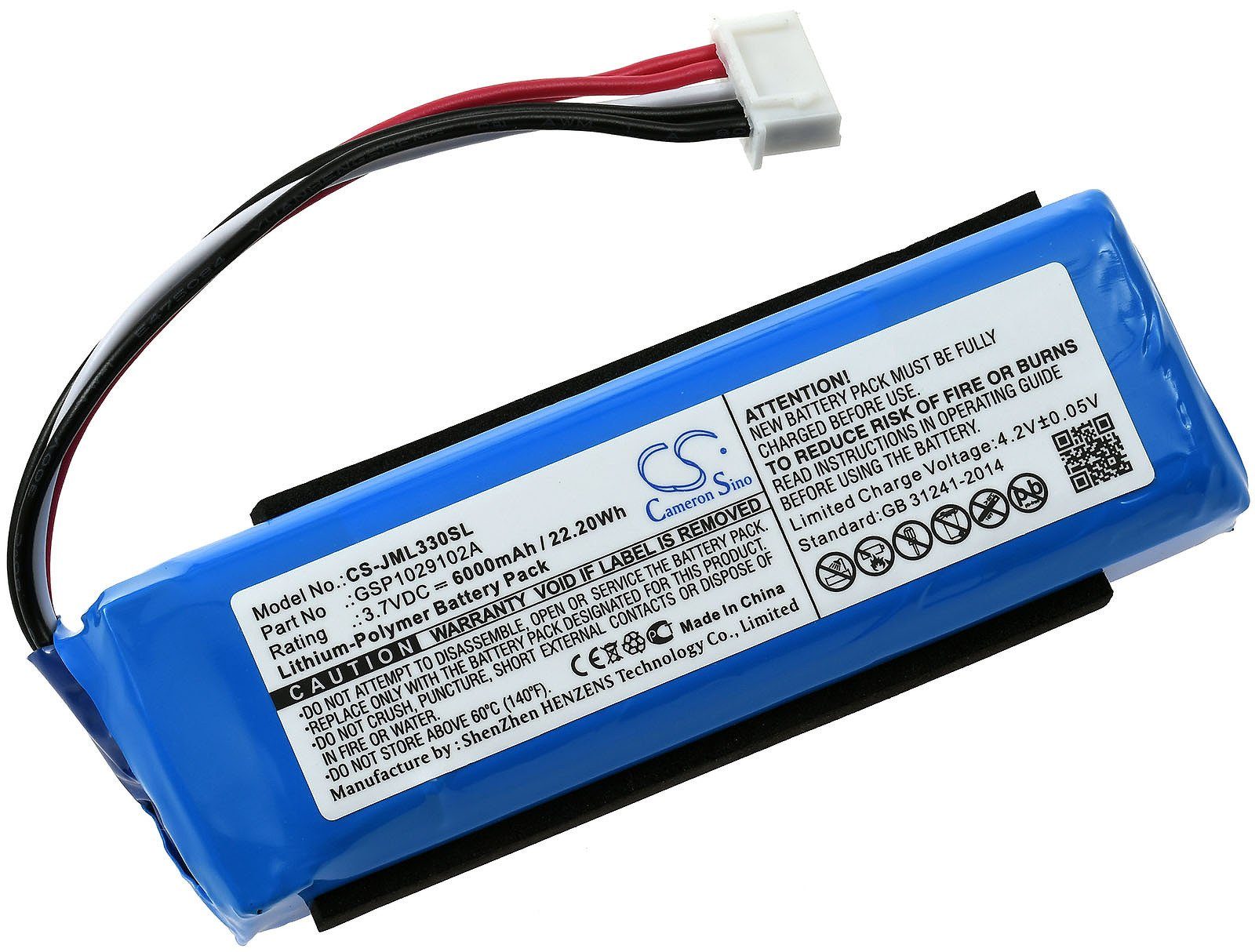 Powery Akku passend für Lautsprecher JBL Charge 3 Polung beachten! Siehe Bild Akku 6000 mAh (3.7 V)