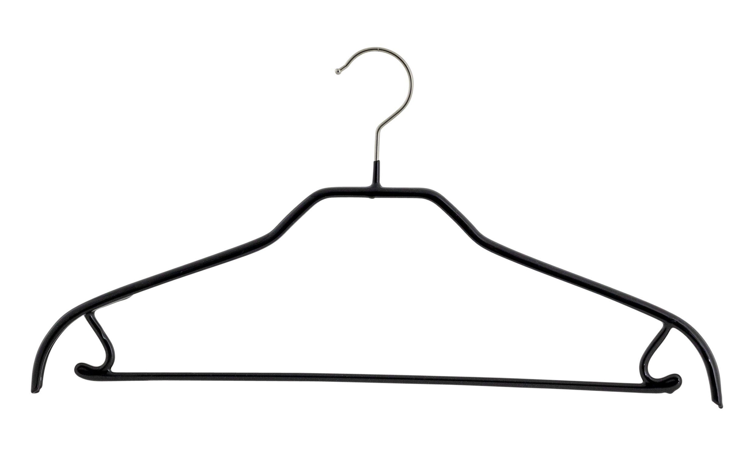 Kleiderbügel rutschhemmend Silhouette/FRS ummantelt, integrierten Haken, Mäntel, Jacken, ganzflächig Schwarz geeignet für (5-tlg) MAWA und Oberbekleidung, Universal-Bügel Hosensteg drehbarer mit MAWA Rockhaken,