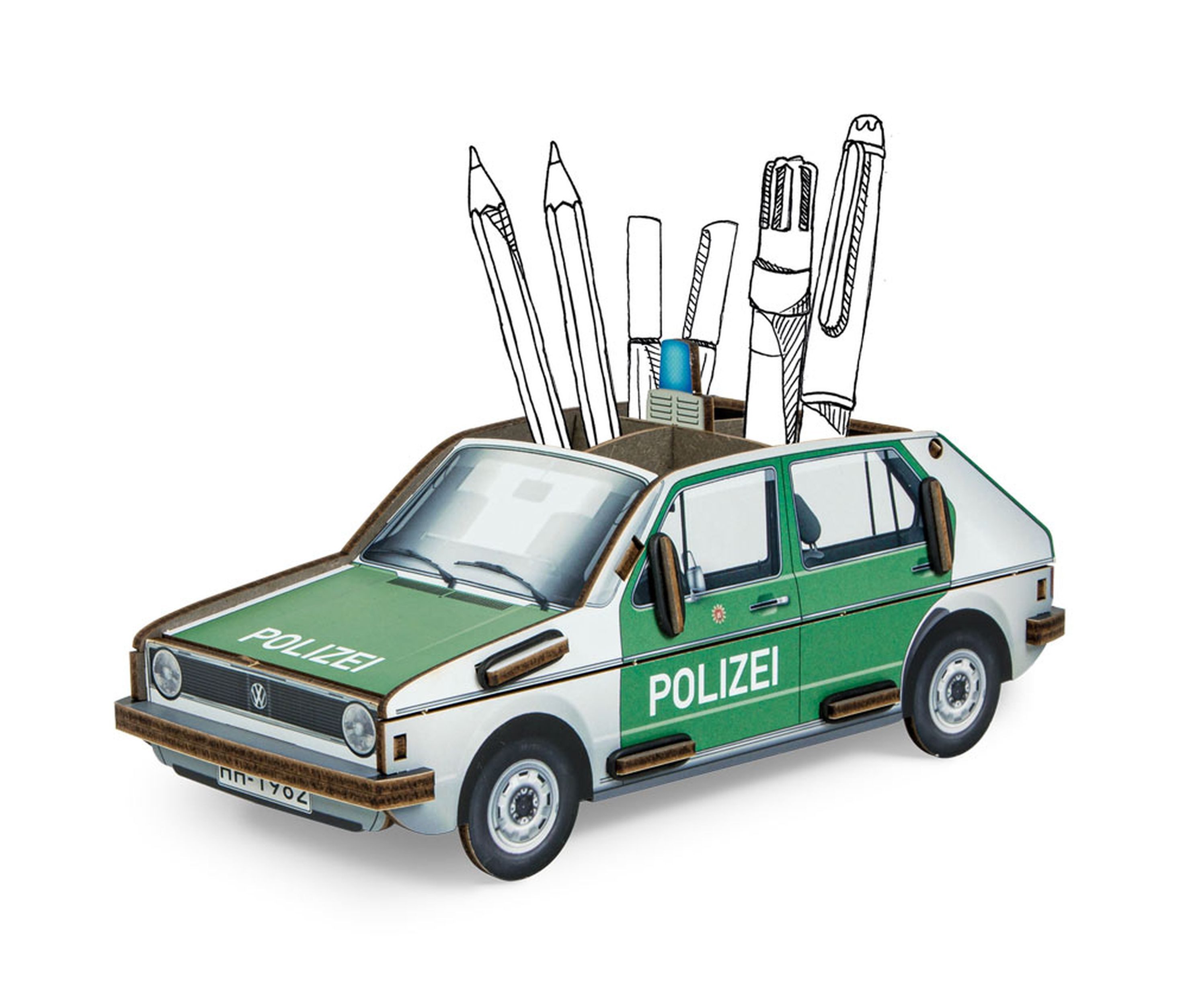 WERKHAUS® Aufbewahrungsbox Werkhaus - Stiftebox Stiftehalter Stifteköcher VW Golf 1 Polizei Auto