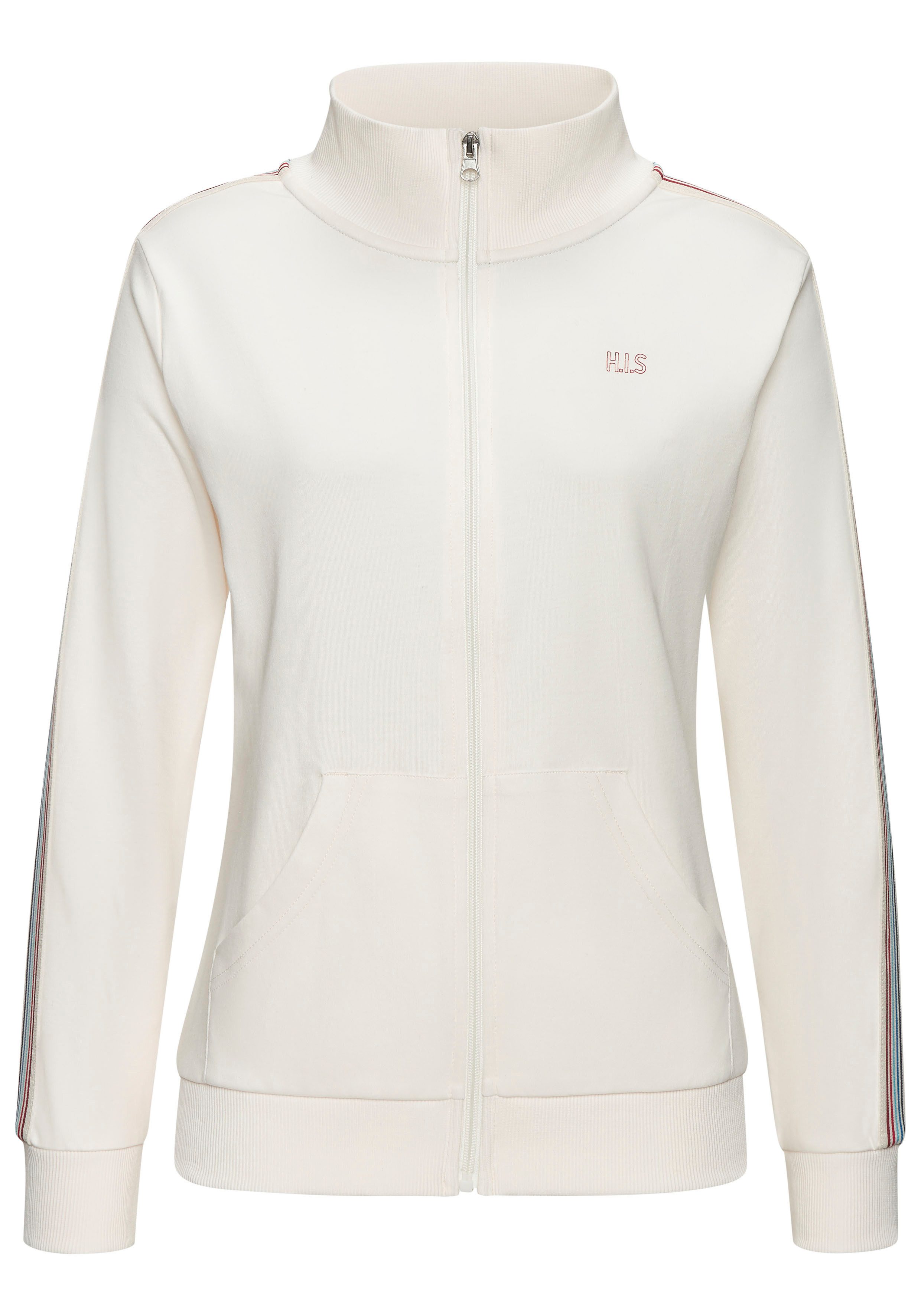 H.I.S Sweatjacke mit gestreiftem Tape an den Ärmeln. € 34,99
