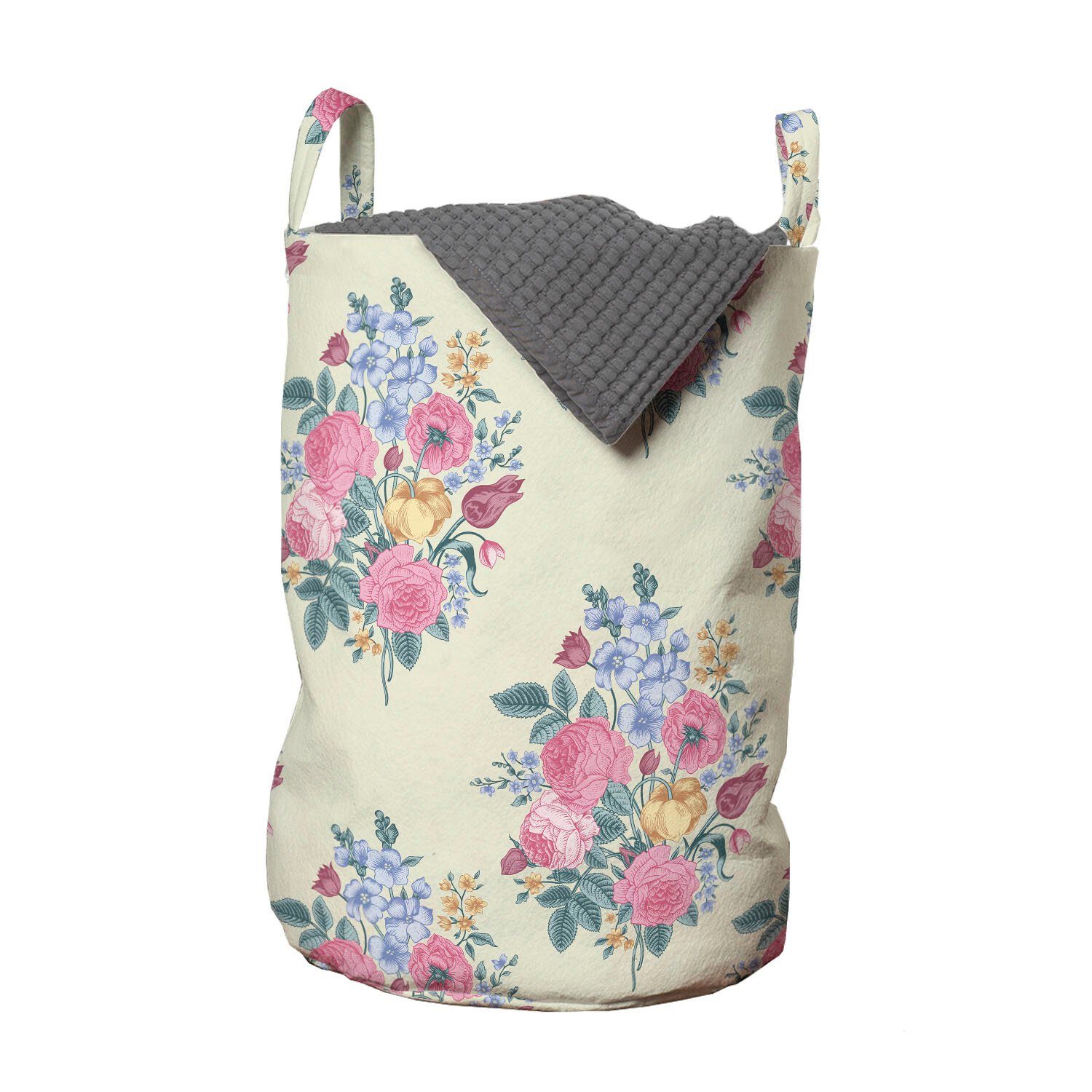 Abakuhaus Wäschesäckchen Wäschekorb mit Griffen Kordelzugverschluss für Waschsalons, Blumen Natürliche Bouquet von Blossom