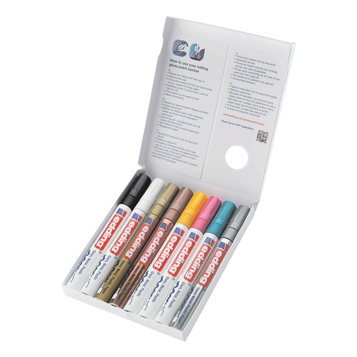 edding Lackmarker 750, (8-tlg), Glanzlackmarker, Strichstärke 2-4 mm