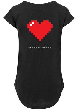 F4NT4STIC T-Shirt Pixel Herz Happy New Year Silvester Print