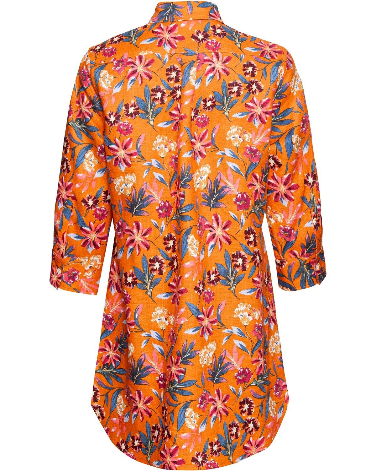 Highmoor Hemdbluse Lange Leinenbluse mit Blumenmuster günstig online kaufen