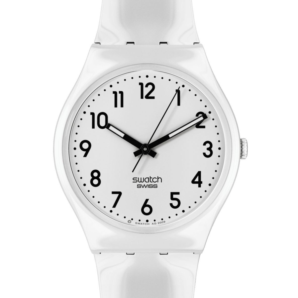 Swatch Quarzuhr Swatch Armband-Uhr Just White Soft Analog Quarz Silikon-Band SO28W107-