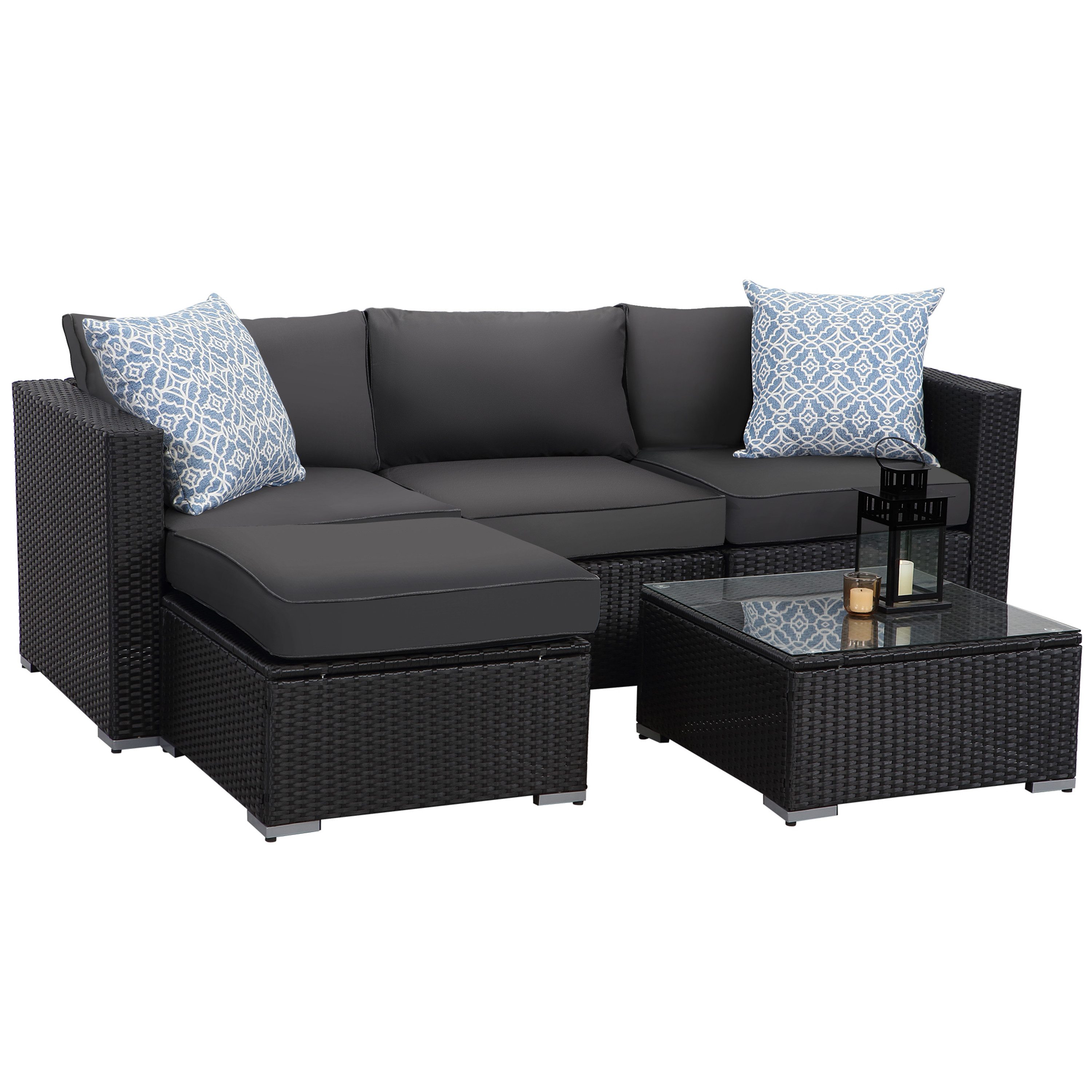 MeXo Gartenlounge-Set Balkonmöbel Rattan Modulsofa mit günstig online kaufen