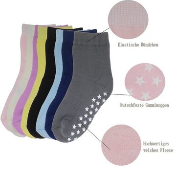 Yalion Langsocken Weiche Kinder Baumwoll Socken Babysocken (3-Paar) mit Halbplüsch Rutschfest und warm, Natur hautfreundlich