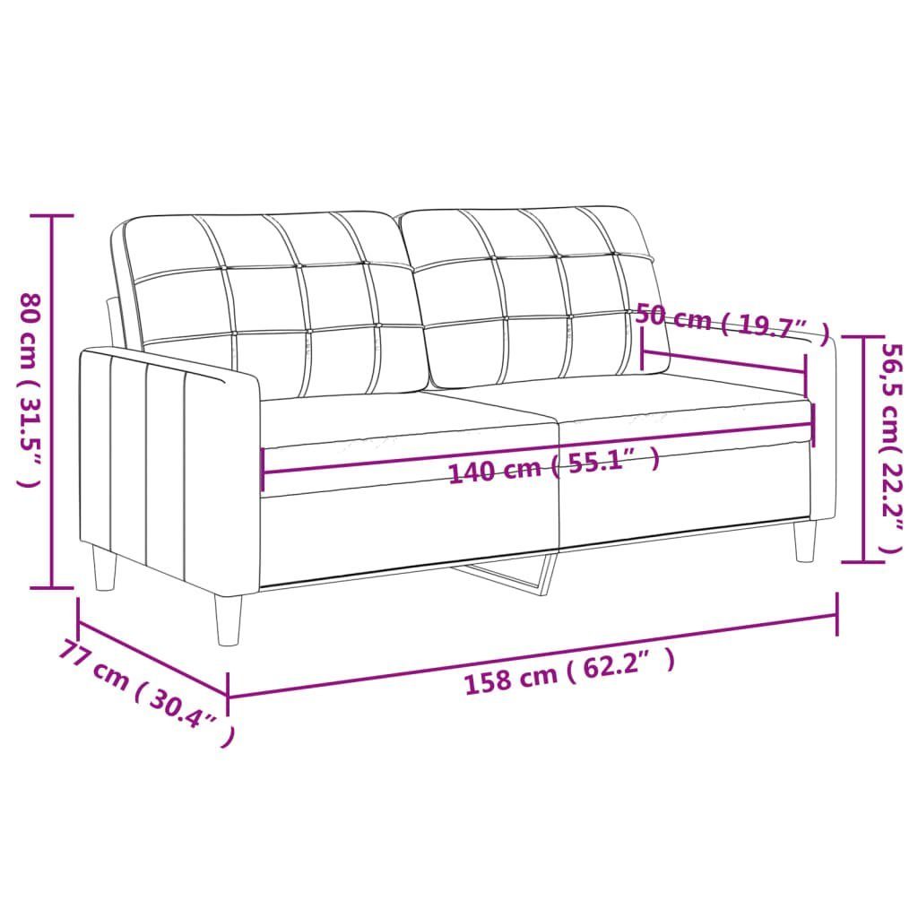 vidaXL Sofa 2-Sitzer-Sofa Creme 140 Stoff cm