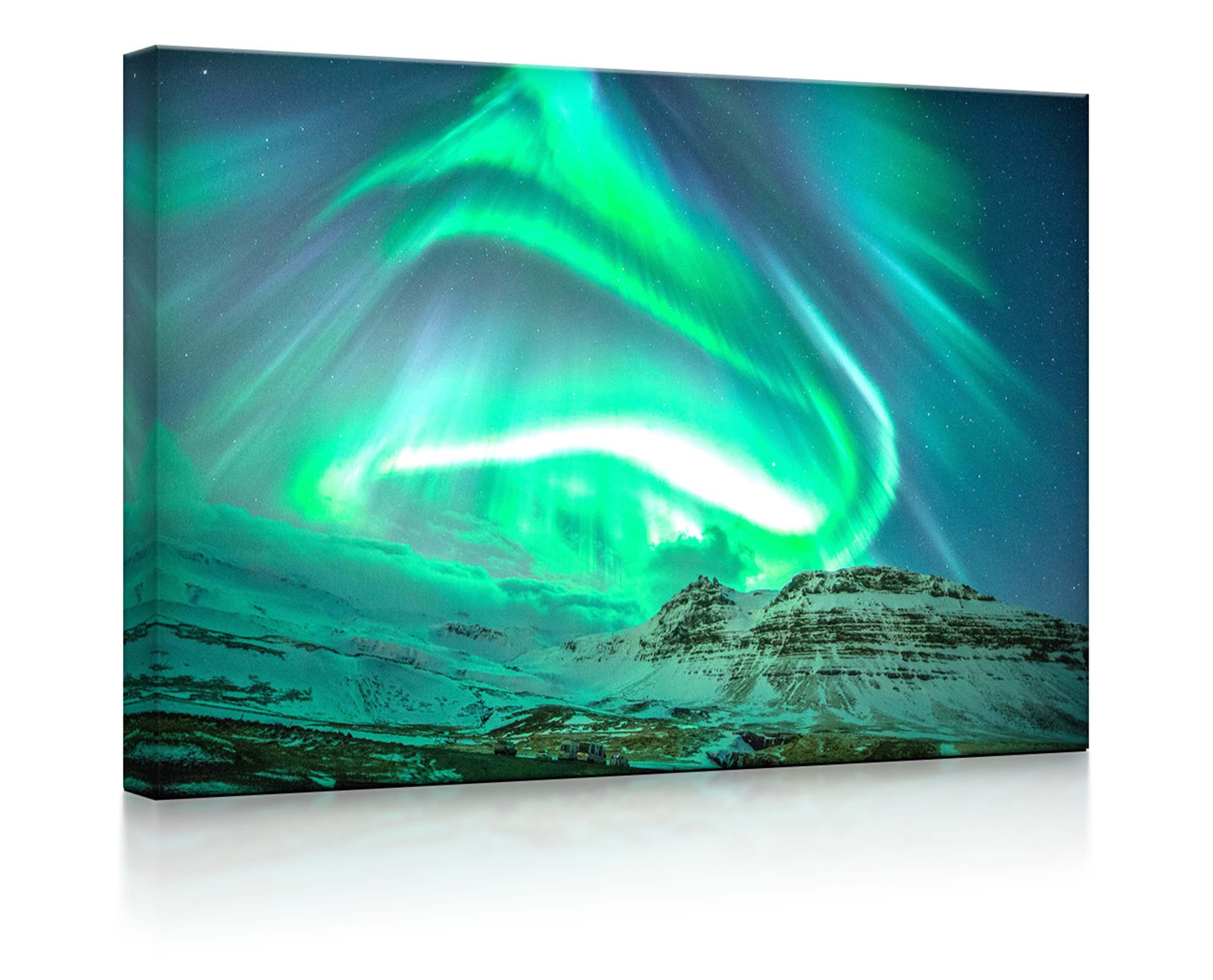 lightbox-multicolor LED-Bild Nordlichter über Island fully lighted / 60x40cm, Leuchtbild mit Fernbedienung