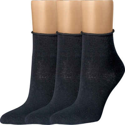 Riese Socken Damen-Kurzsocken 3 Paar mit Rollbündchen Uni