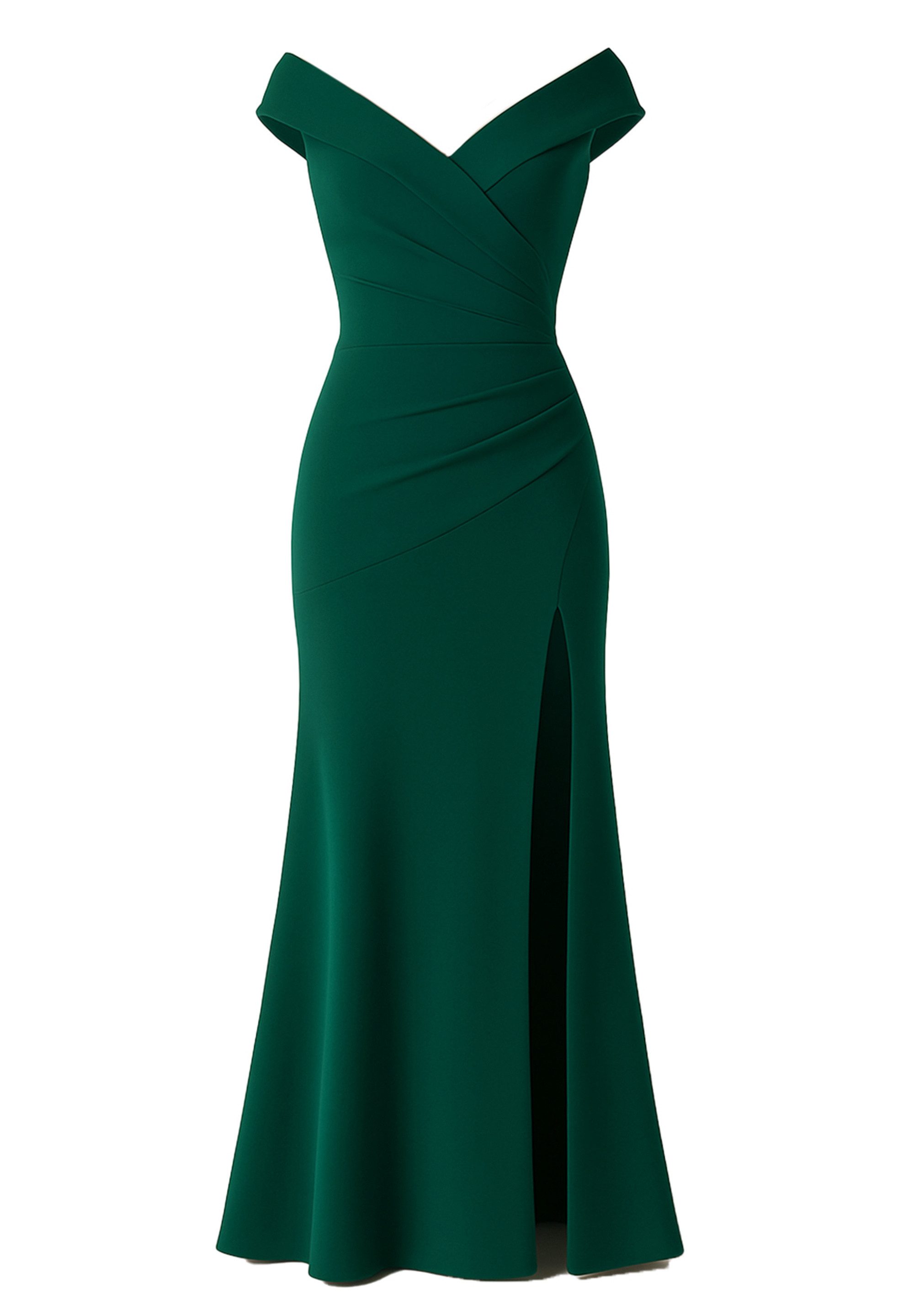 Goddiva Maxikleid Scuba Crepe Off Shoulder Front Split Maxi Dress langes Kl günstig online kaufen