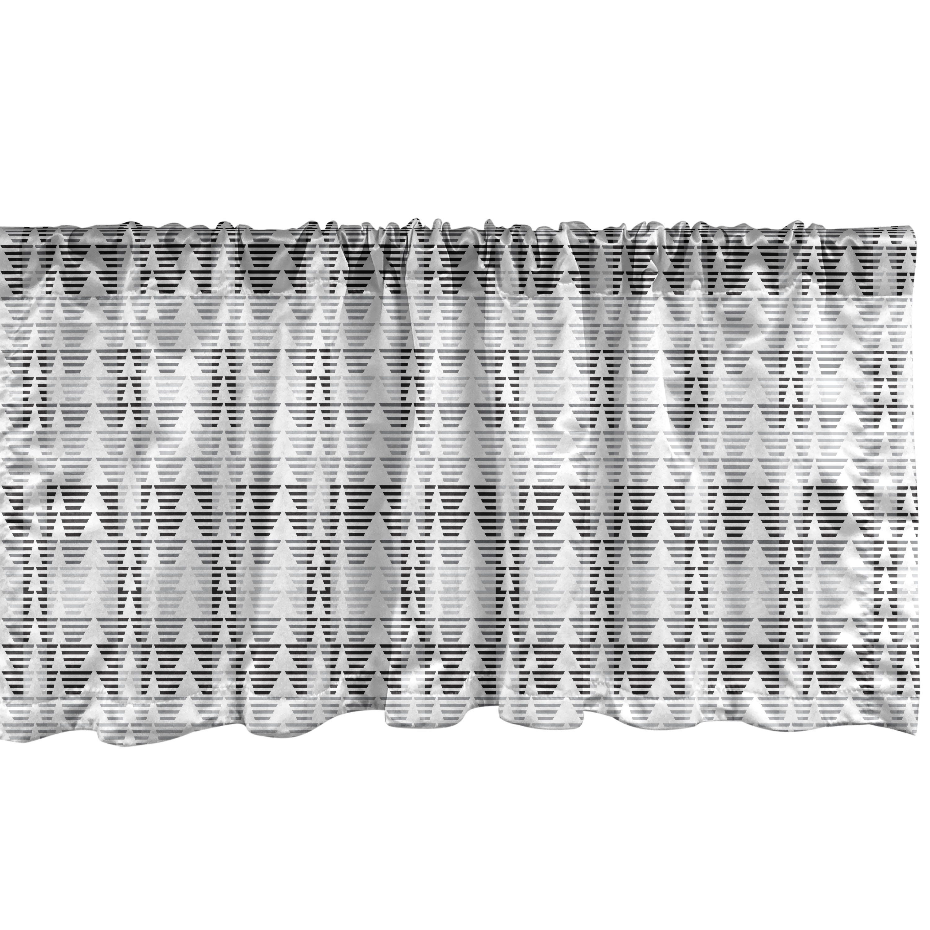 Streifen-Muster Dreieckige Microfaser, Stangentasche, mit für Schlafzimmer Küche Volant Scheibengardine Abstrakt Dekor Abakuhaus, Vorhang