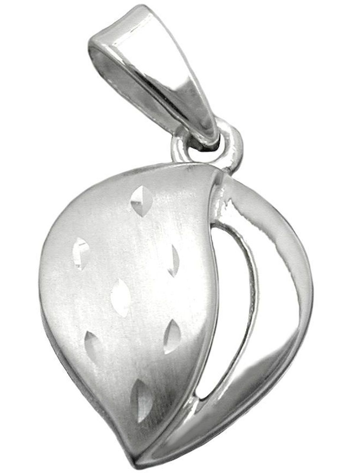 matt-diamantiert 1-tlg) Gallay Herz ( Anhänger Anhänger, 925 Silber Herzanhänger 14x10mm