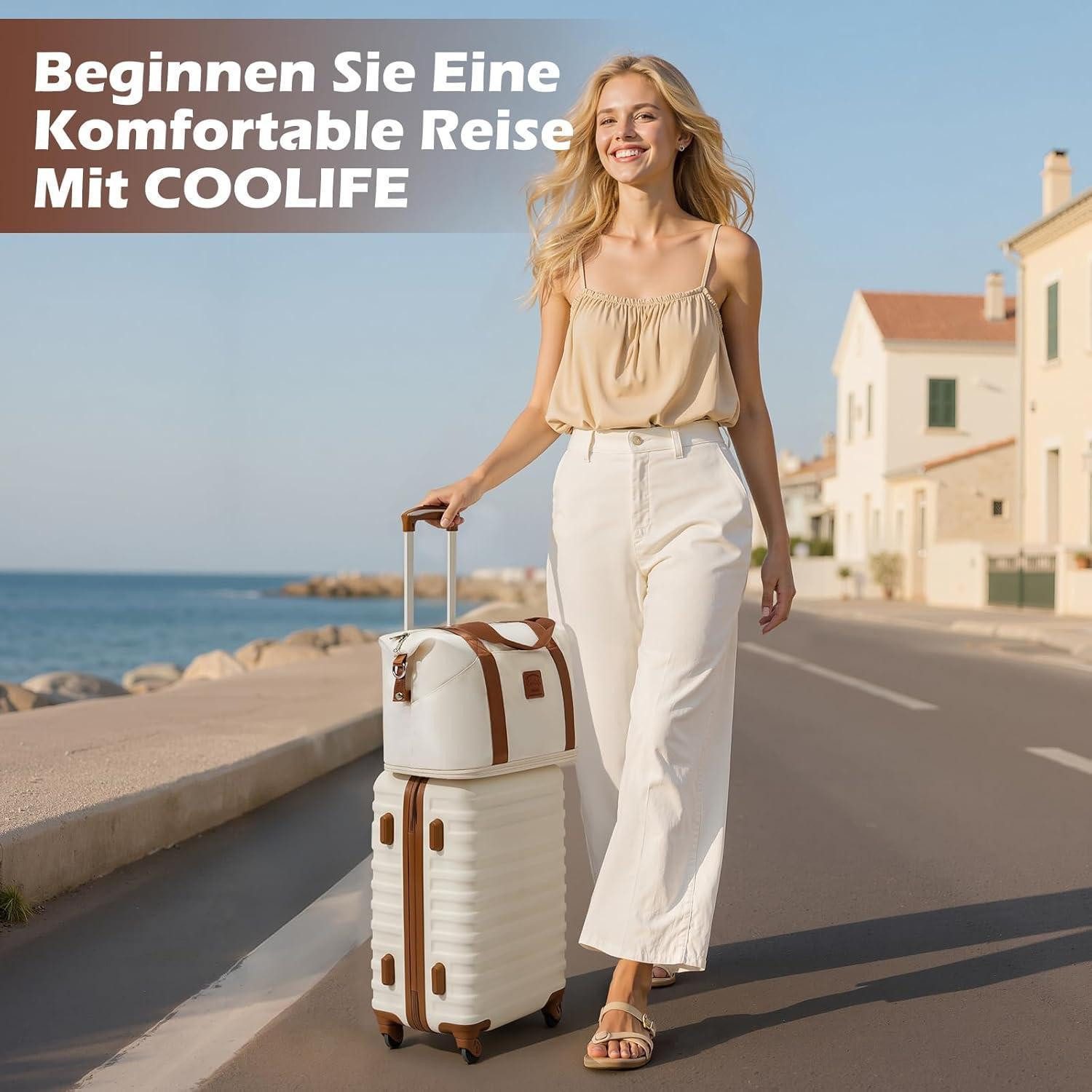 LuxusKollektion Trolleyset Hartschalen Koffer Trolley Set 3tlg Schwarz Braun TSA Schloss
