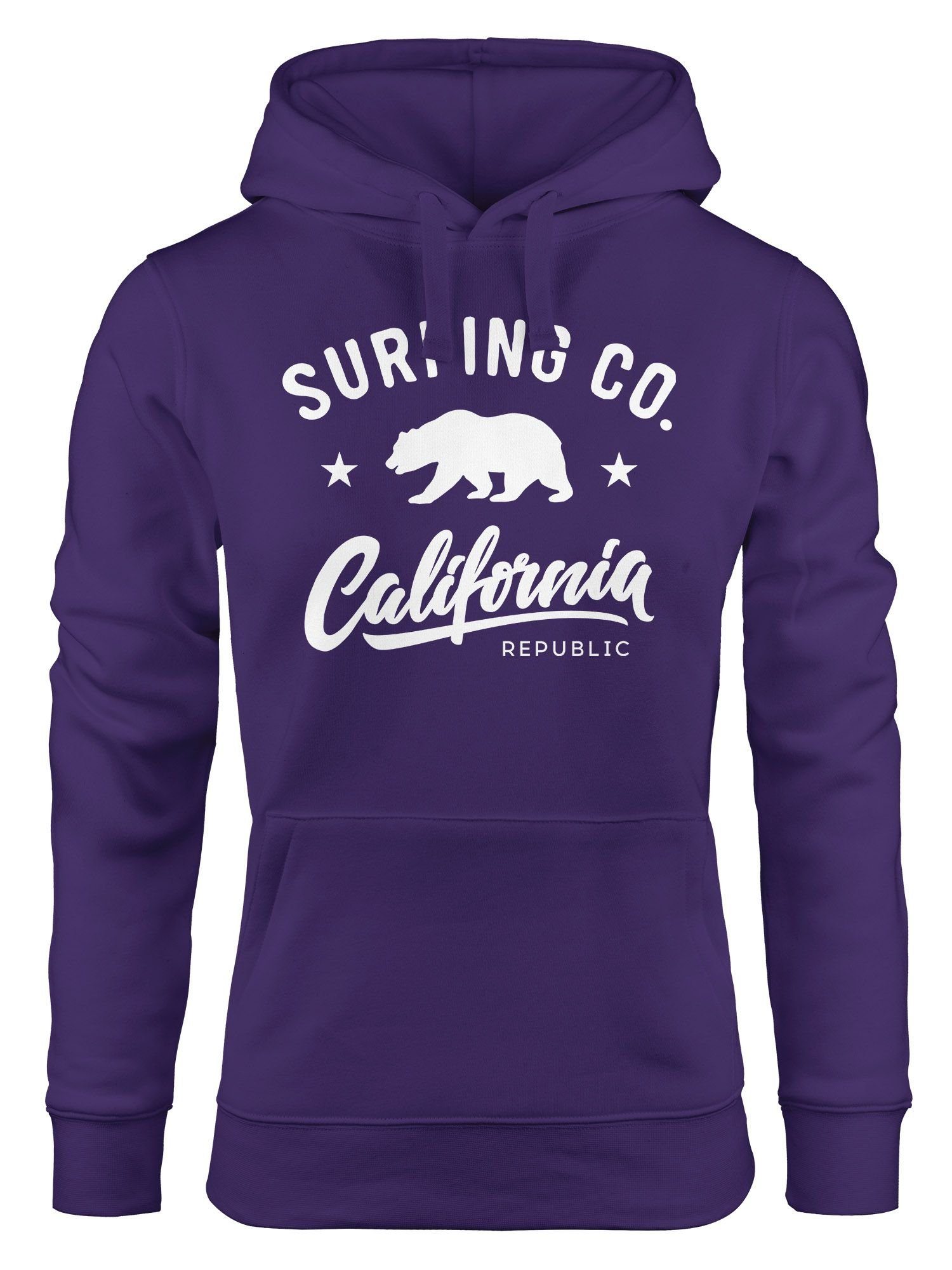 Neverless Hoodie Hoodie Damen California Bear Bär Neverless® Surfing Kapuzen-Pullover Sommer Republic lila