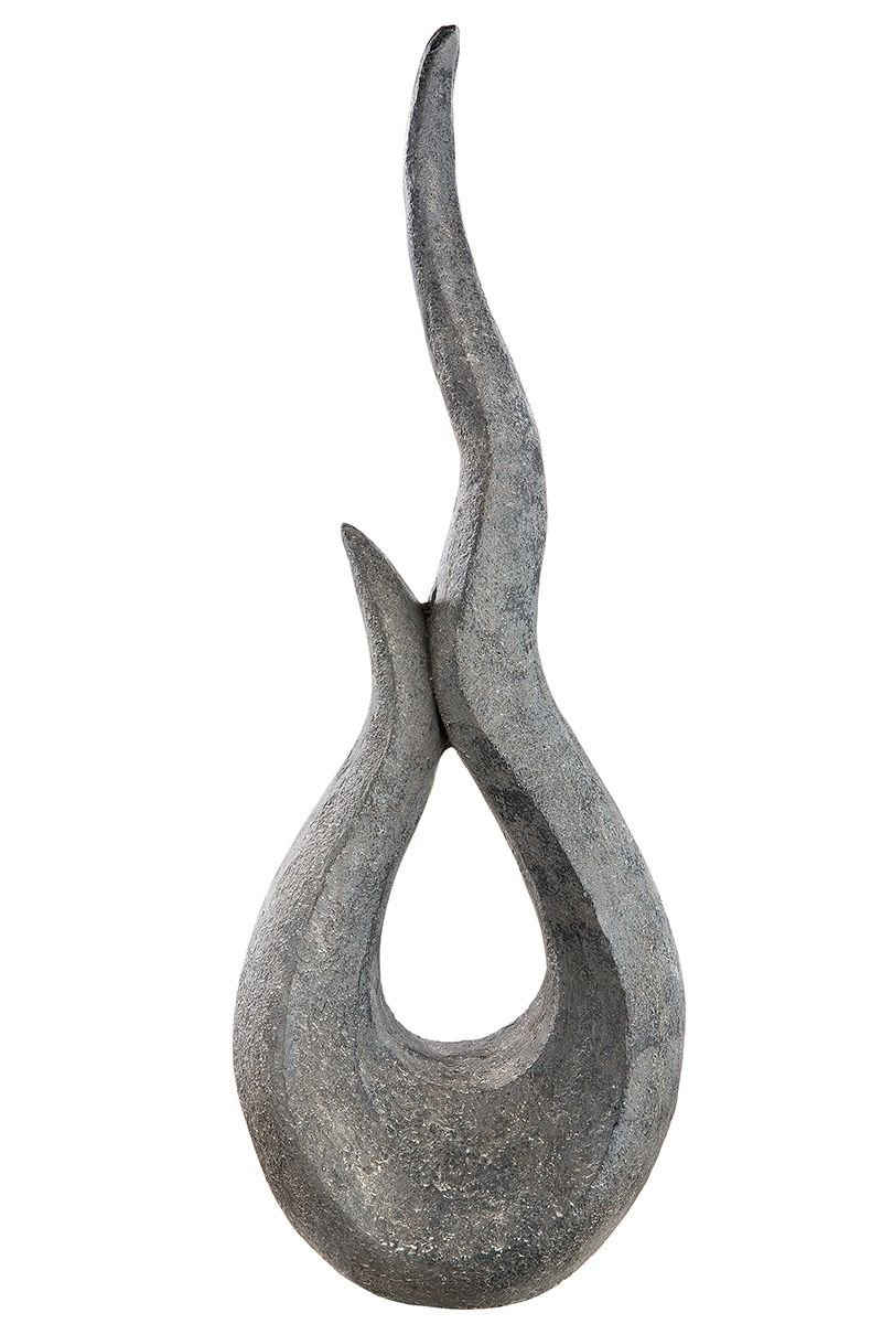 GILDE Skulptur "Flame" aus Magnesia in grau H75cm, Flamme